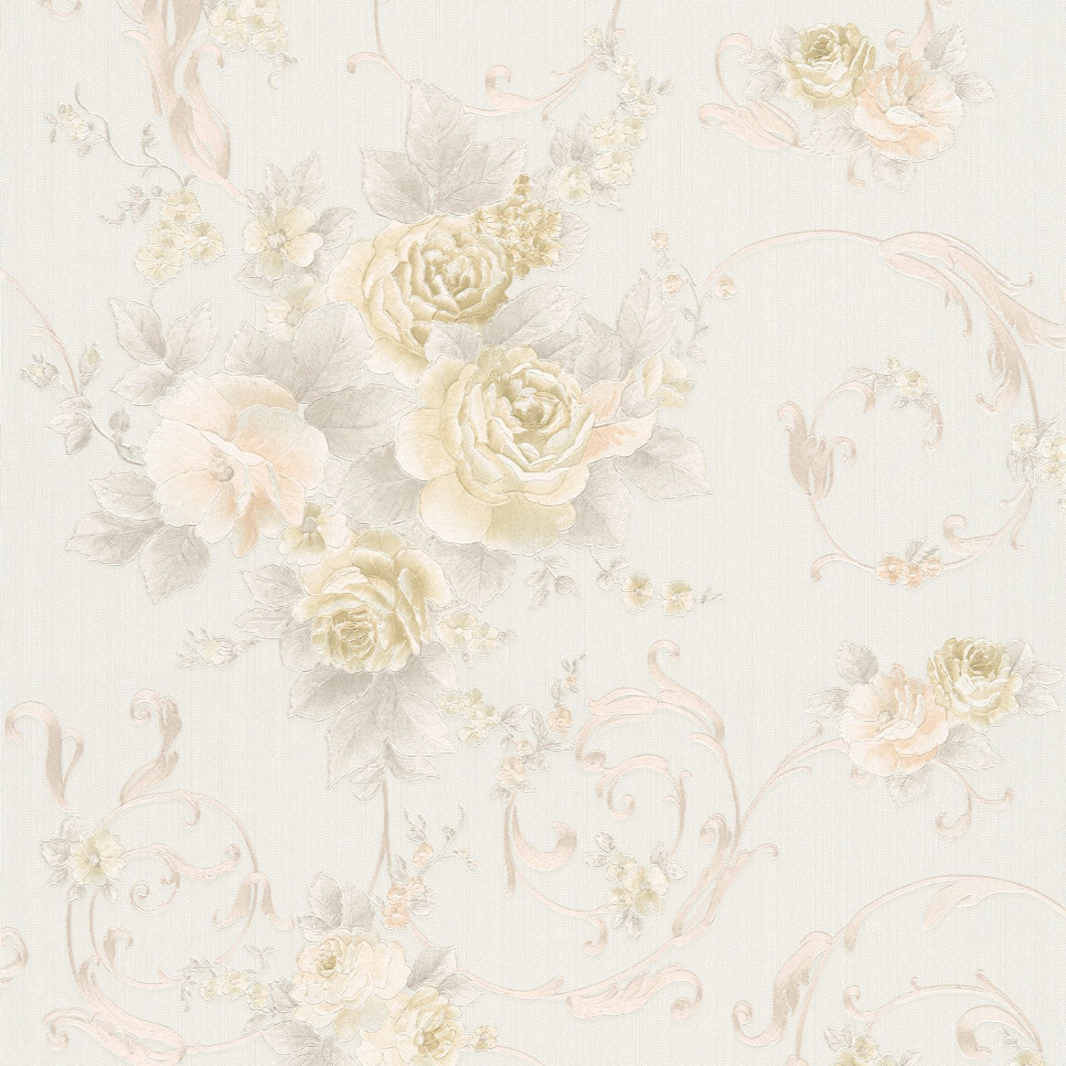 Bricoflor Vlies Rosentapete in Creme Silber Florale Tapete mit Rosen Romant günstig online kaufen
