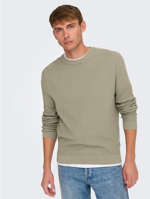 ONLY & SONS Rundhalspullover "ONSTONY DS 12 LS WAFFLE CREW KNIT" günstig online kaufen