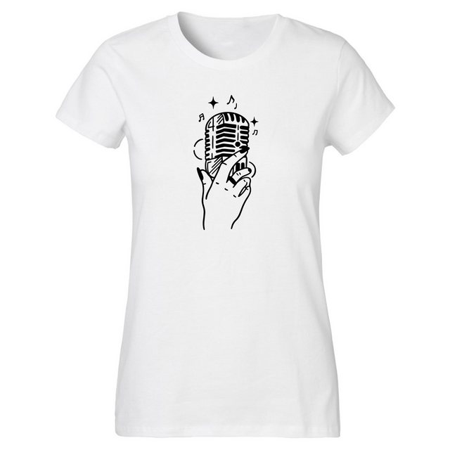 Banco T-Shirt Damen Musik Mikrophon Unifarben Sommershirt Größen XS - 6XL, günstig online kaufen