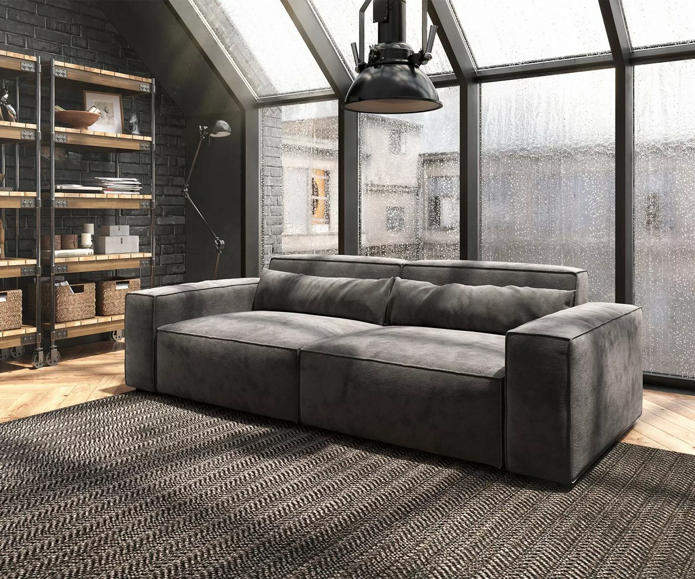 DELIFE Big-Sofa Sirpio, L Mikrofaser Khakibraun 260x110 cm günstig online kaufen