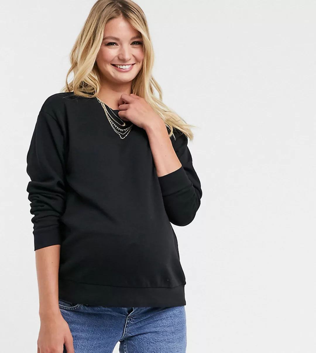ASOS DESIGN Maternity – Ultimate – Schwarzes Sweatshirt aus Bio-Baumwolle günstig online kaufen