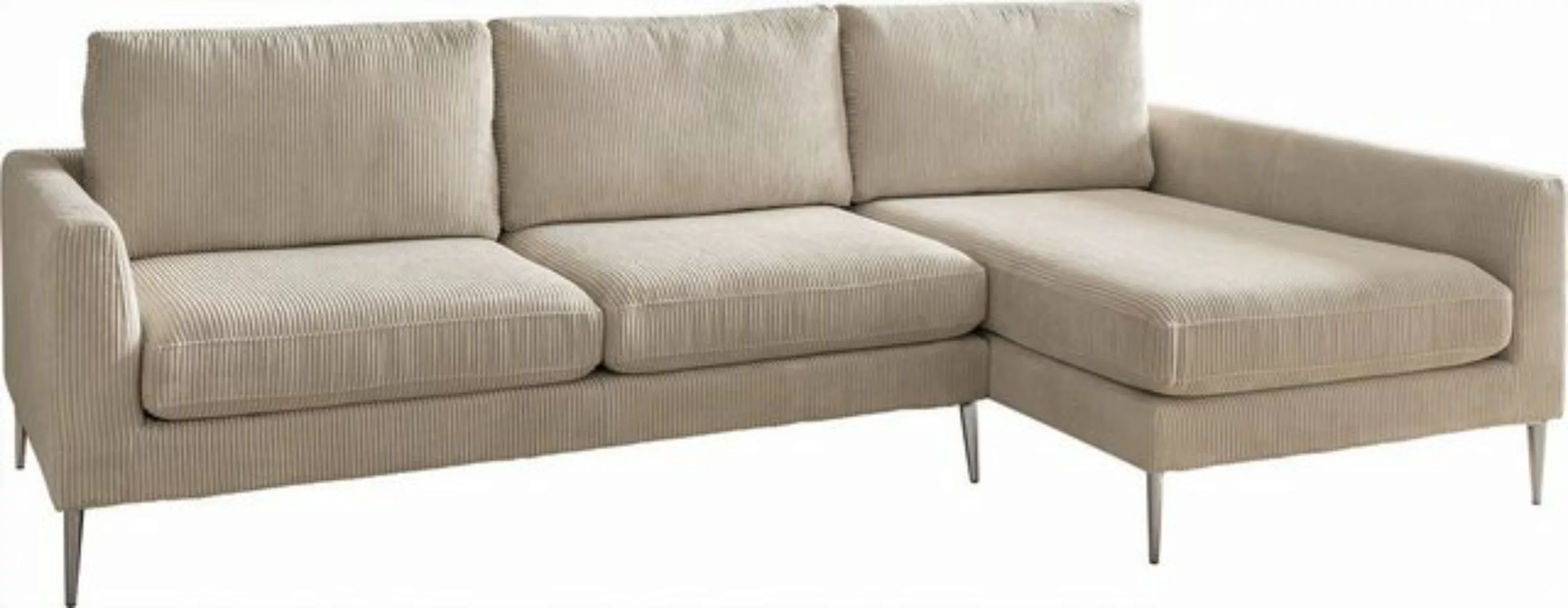 DELIFE Ecksofa Marla, Cordstoff Cord Creme-Weiß 285x140 cm Recamiere rechts günstig online kaufen