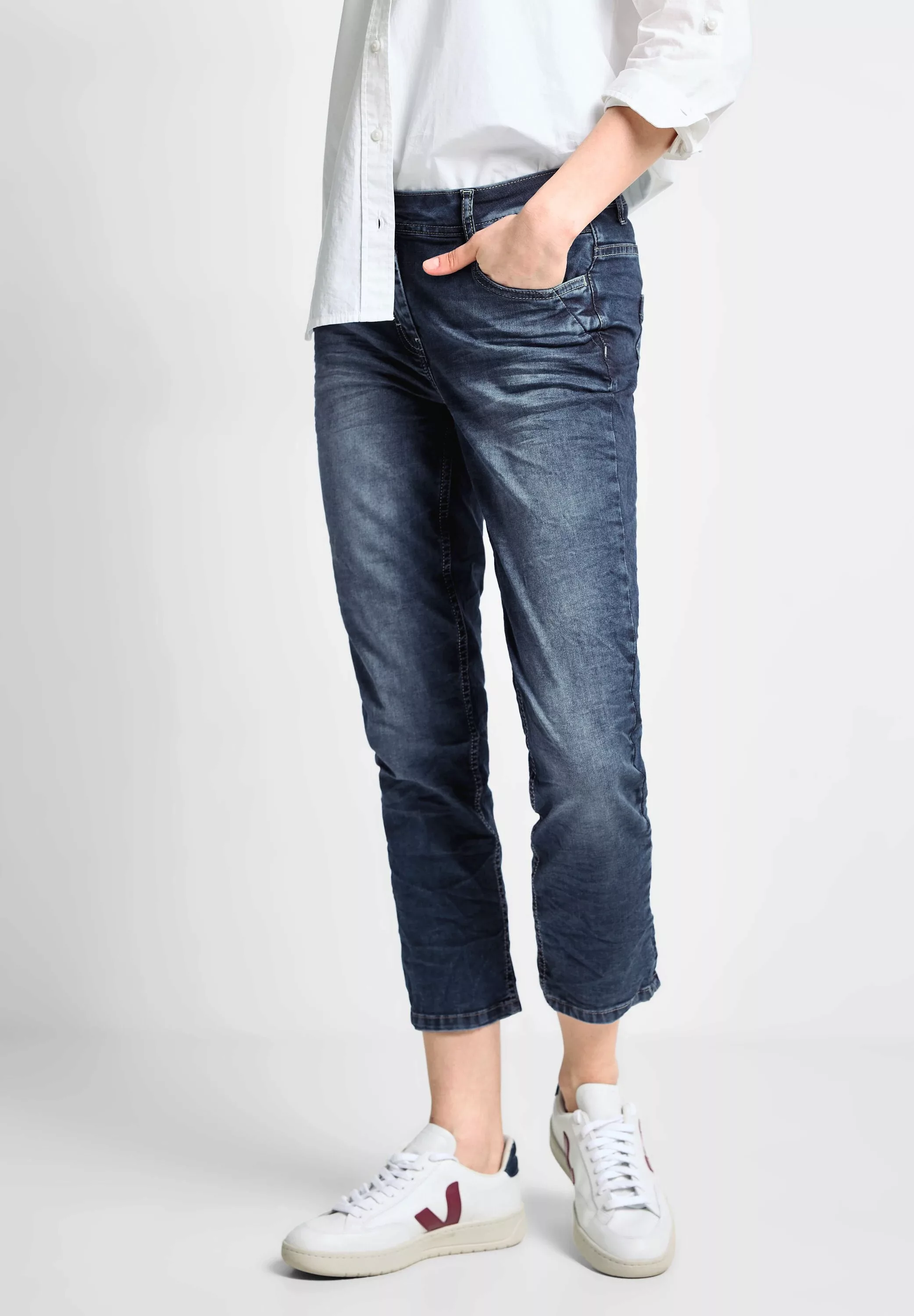 Cecil 7/8-Jeans Cecil Casual Fit Jeans in Mid Blue Used Wash (1-tlg) Five P günstig online kaufen