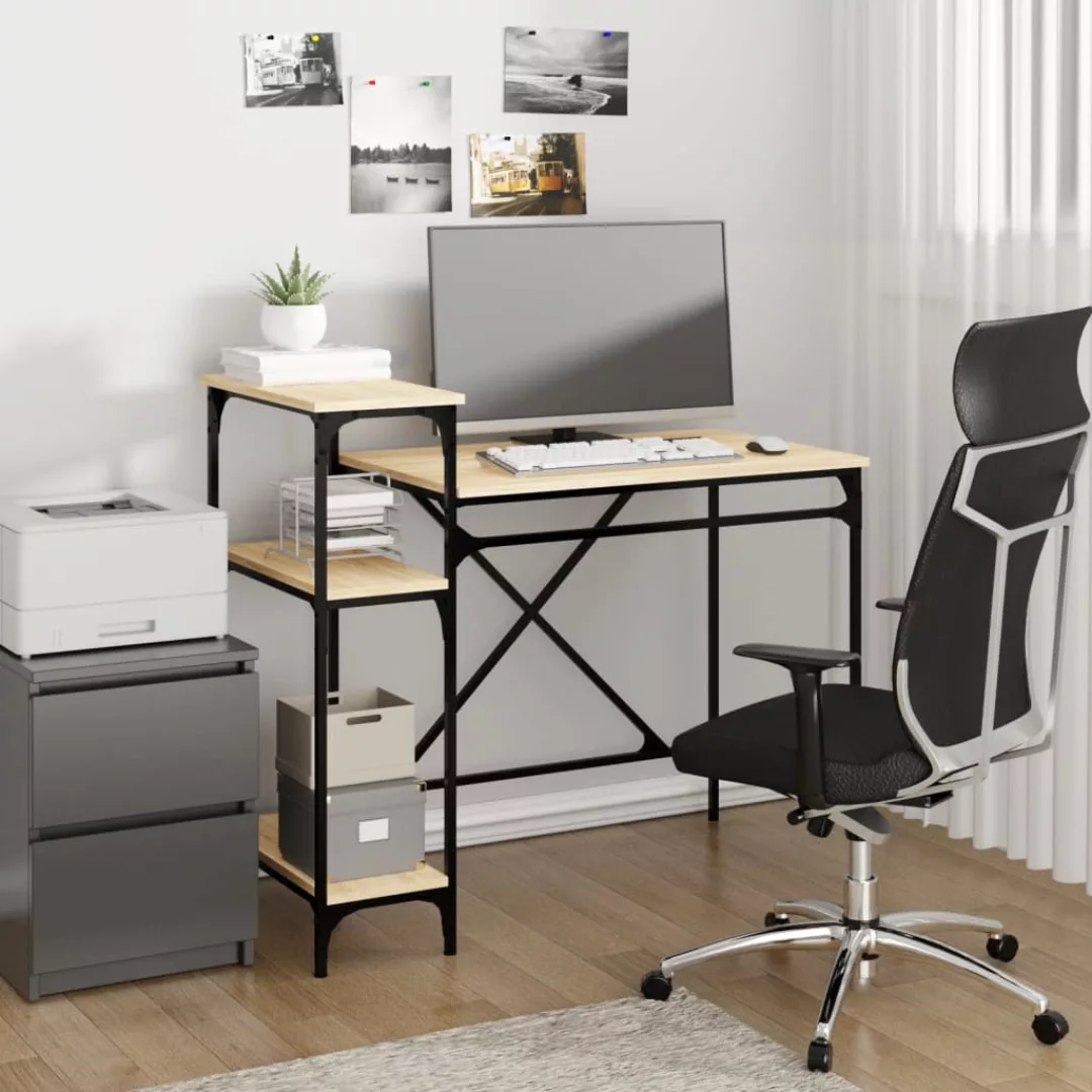 Vidaxl Schreibtisch Mit Regal Sonoma-eiche 105x50x90 Cm Holzwerkstoff günstig online kaufen