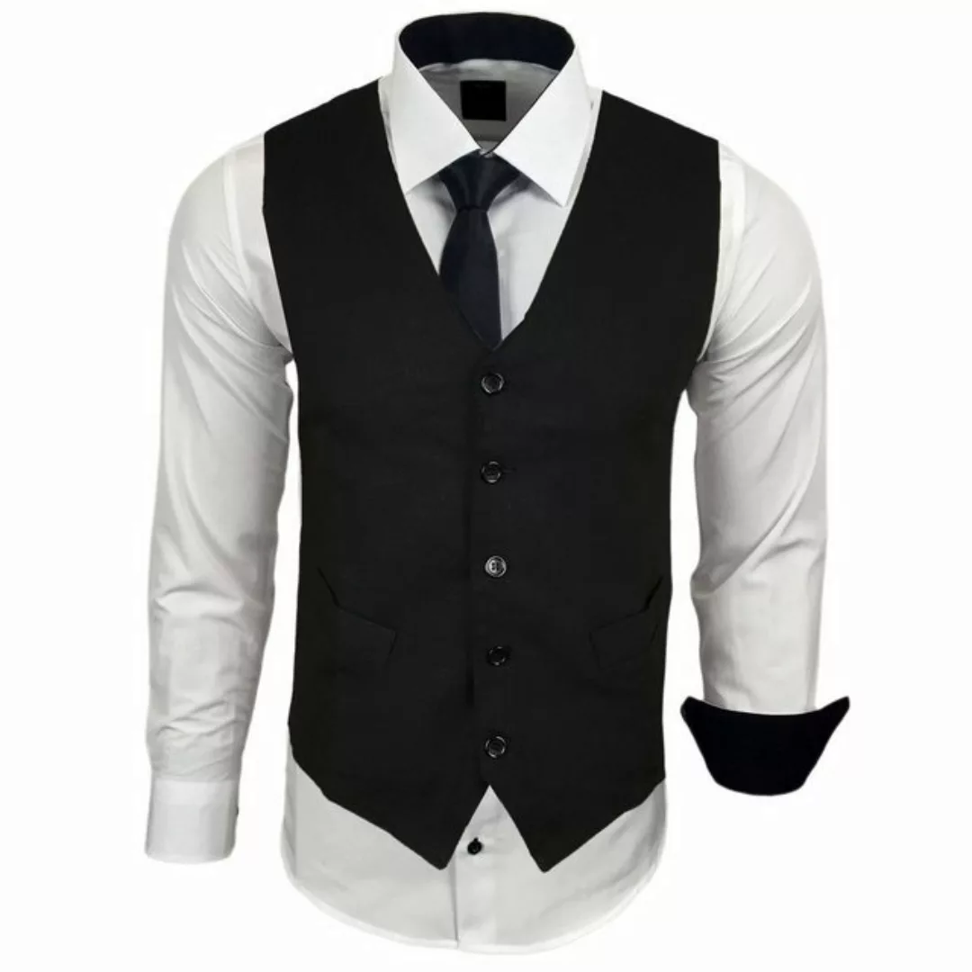 Baxboy Langarmhemd Baxboy Langarmhemd Herren-Hemd Slim-Fit Hemd + Weste + K günstig online kaufen