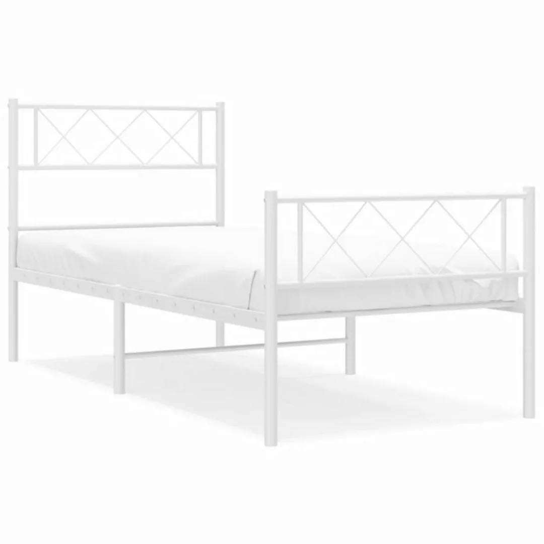 vidaXL Bettgestell Bettrahmen mit Kopf- und Fußteil Metall Weiß 75x190 cm B günstig online kaufen