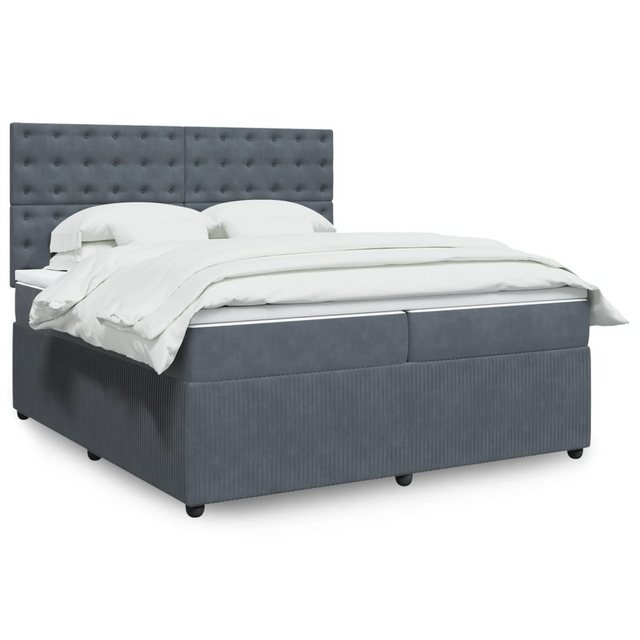 vidaXL Boxspringbett, Boxspringbett mit Matratze Dunkelgrau 200x200 cm Samt günstig online kaufen