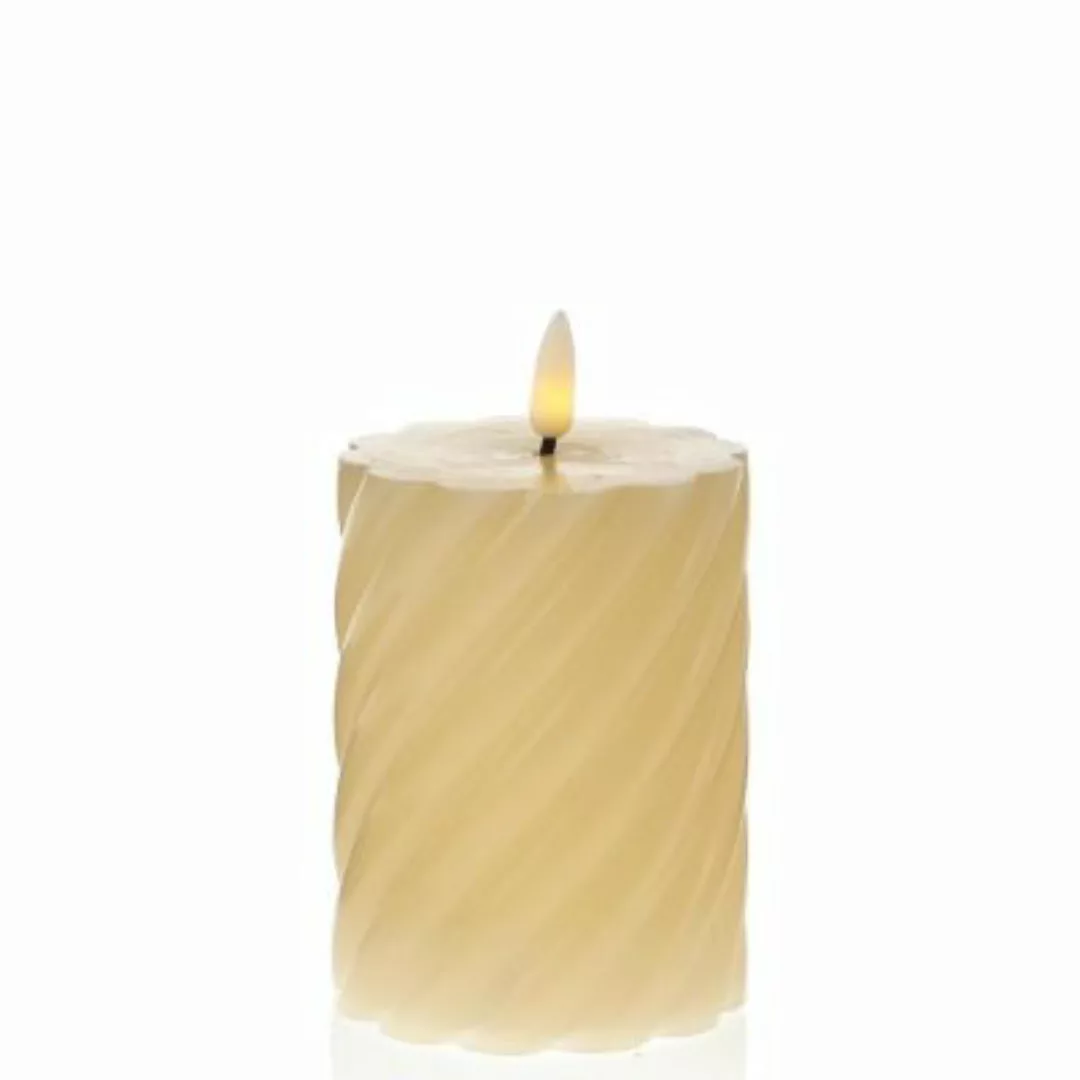 MARELIDA LED Kerze SWIRL Echtwachs gedreht flackernd H: 12,5cm creme günstig online kaufen