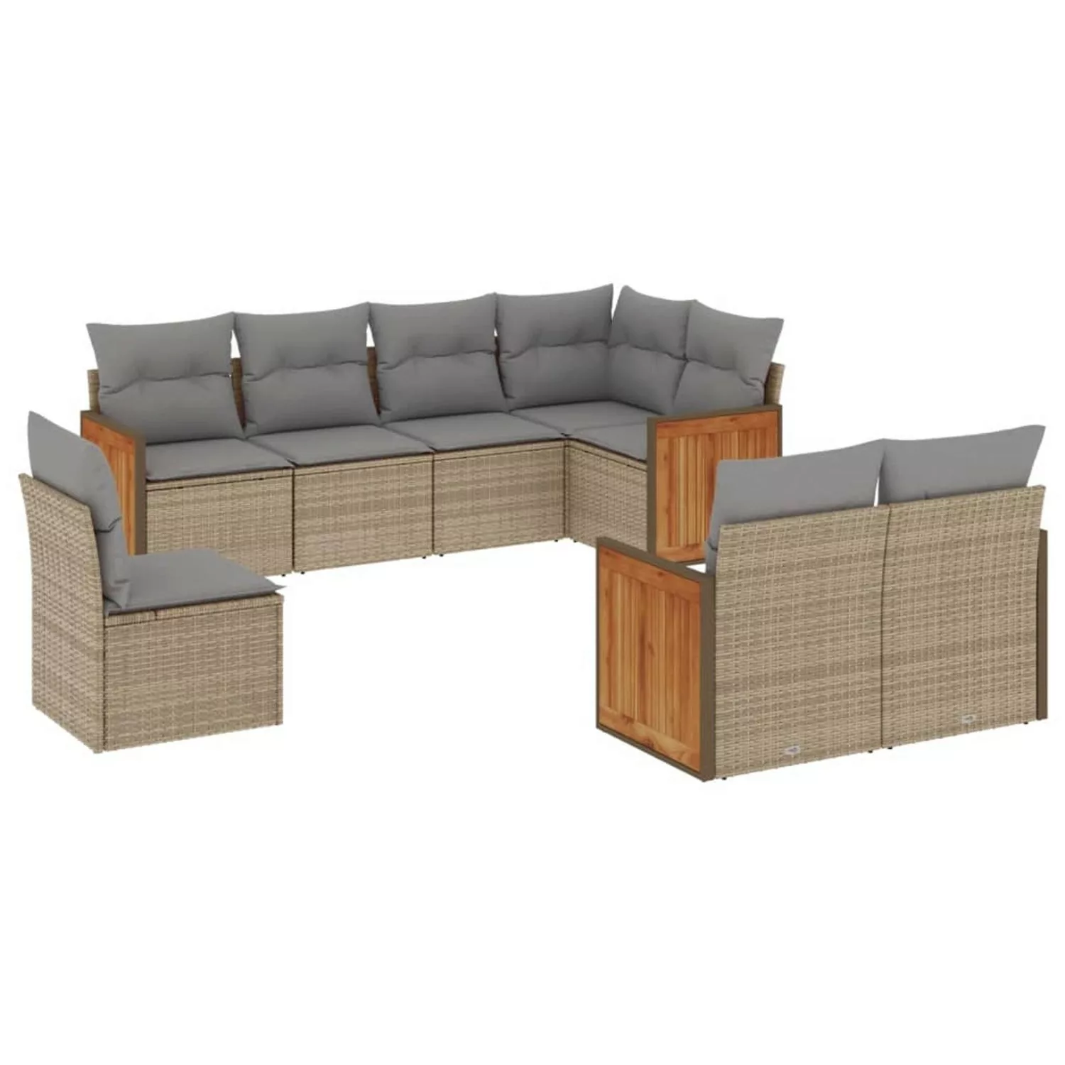 vidaXL 8-tlg Garten-Sofagarnitur mit Kissen Beige Poly Rattan Modell 136 günstig online kaufen