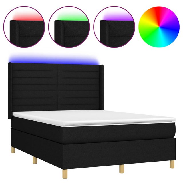 vidaXL Boxspringbett Bett Boxspringbett mit Matratze und LED Stoff (140 x 1 günstig online kaufen