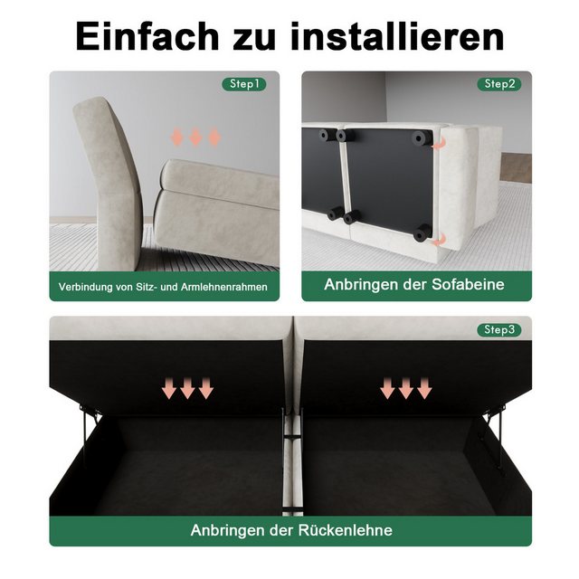 HOMALL Ecksofa Convertible Sectional Sofa mit Stauraumbettkasten und Polste günstig online kaufen