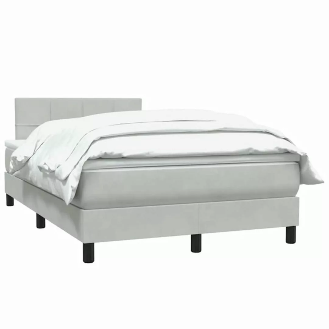 vidaXL Bett Boxspringbett mit Matratze Hellgrau 120x220 cm Samt günstig online kaufen