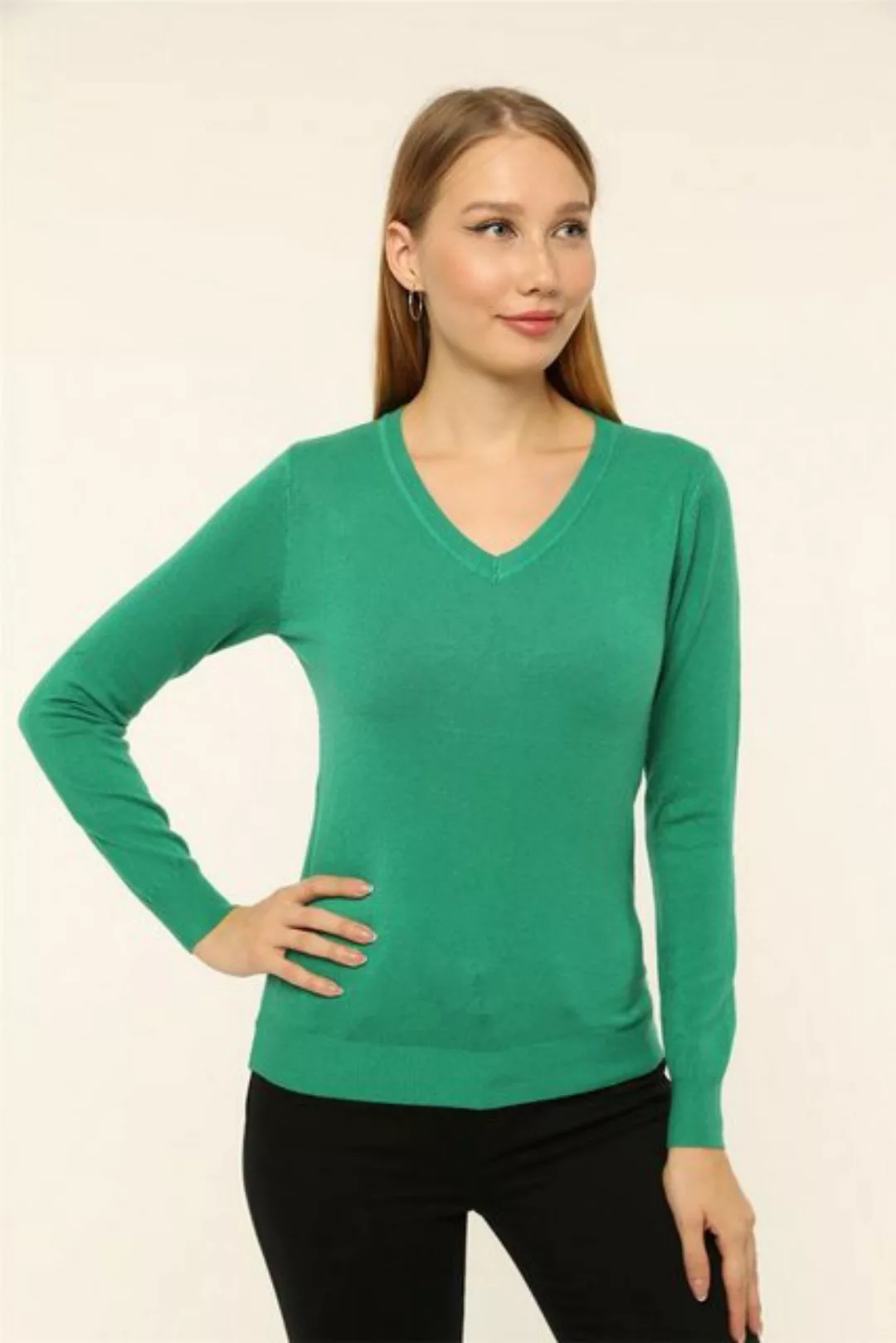 HomeStore Strickpullover KleidV-Ausschnitt Basic T-Shirt Kleid günstig online kaufen