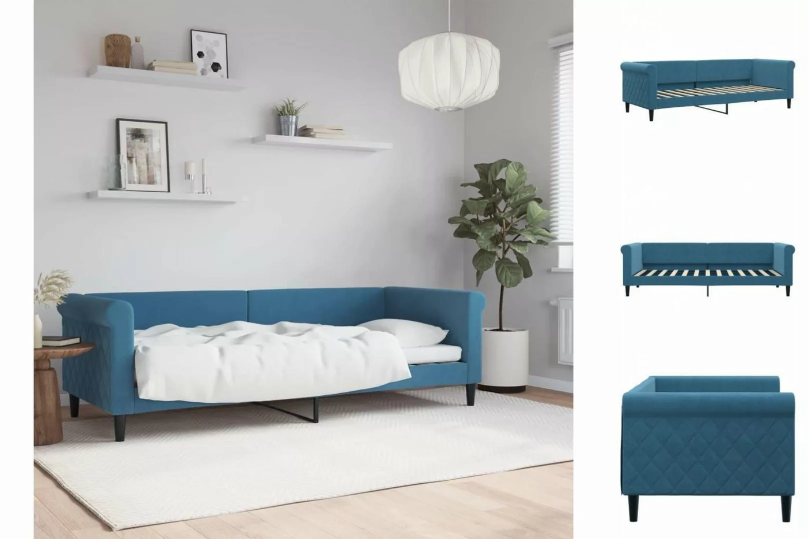 vidaXL Gästebett Tagesbett Blau 80x200 cm Samt Gästebett Gästecouch Gästeso günstig online kaufen