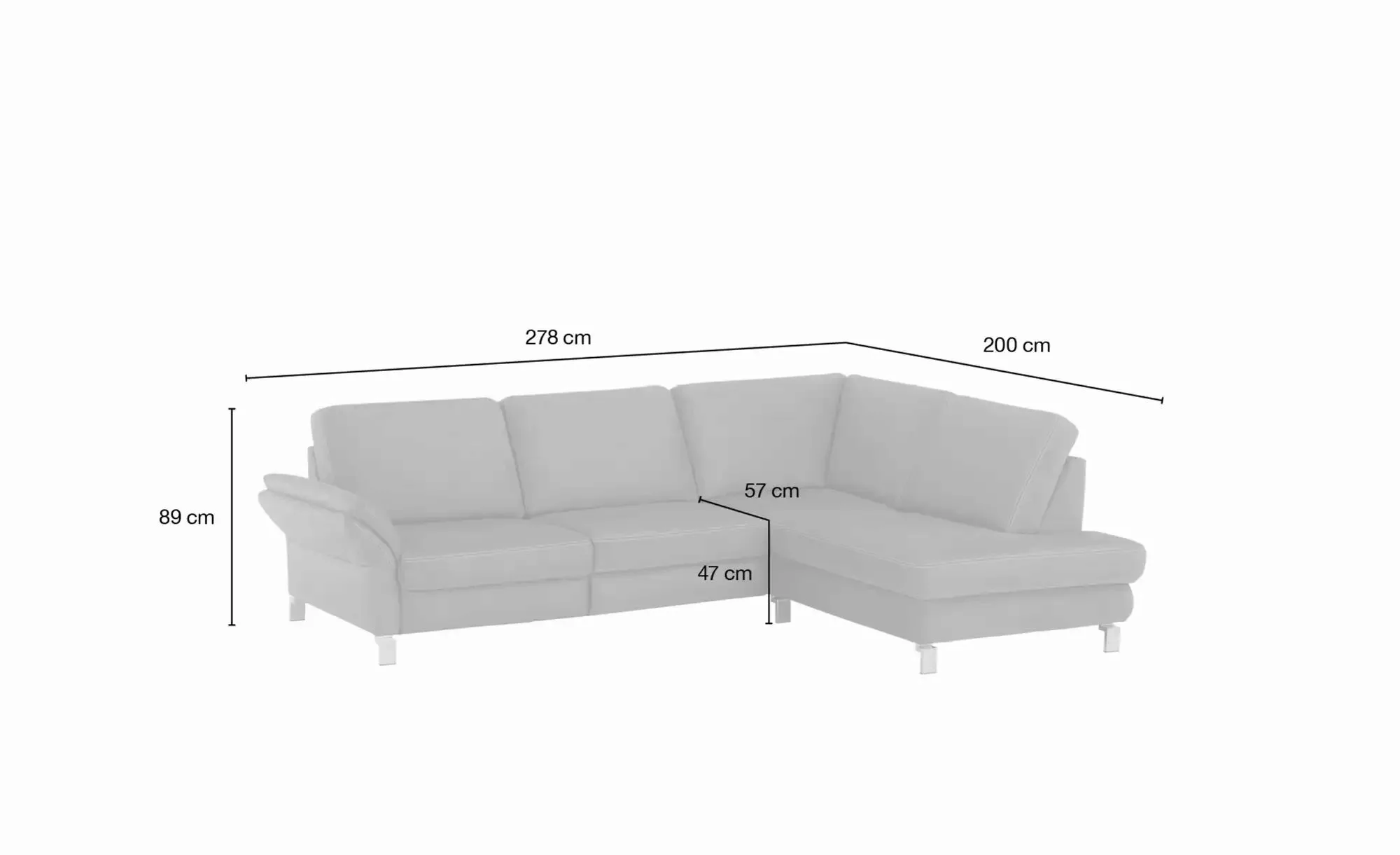 Max Schelling Ecksofa  Maximum Plus ¦ grau ¦ Maße (cm): B: 278 H: 89 T: 200 günstig online kaufen