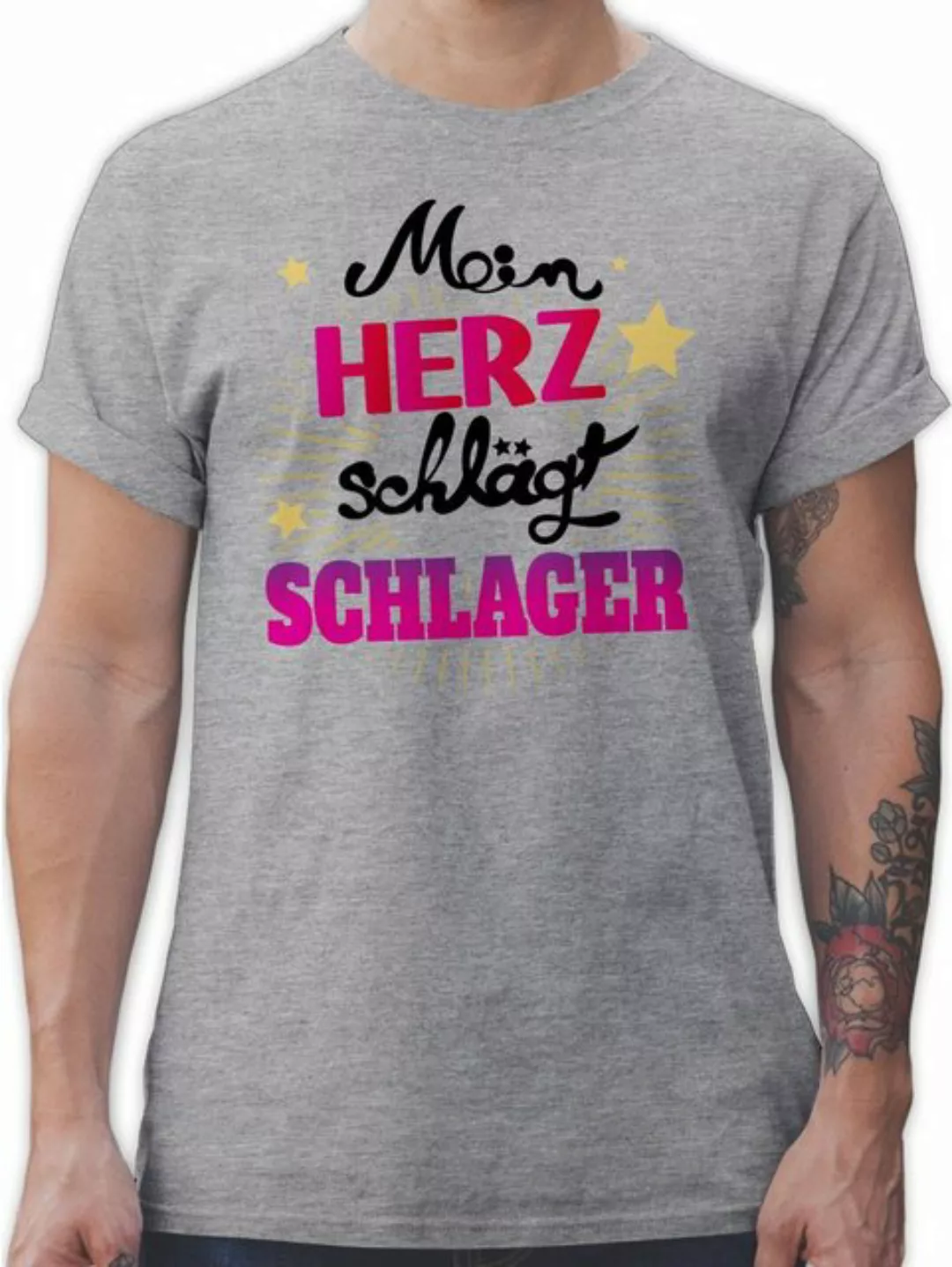 Shirtracer T-Shirt Mein Herz schlägt Schlager Outfit Schlagerparty I Schlag günstig online kaufen