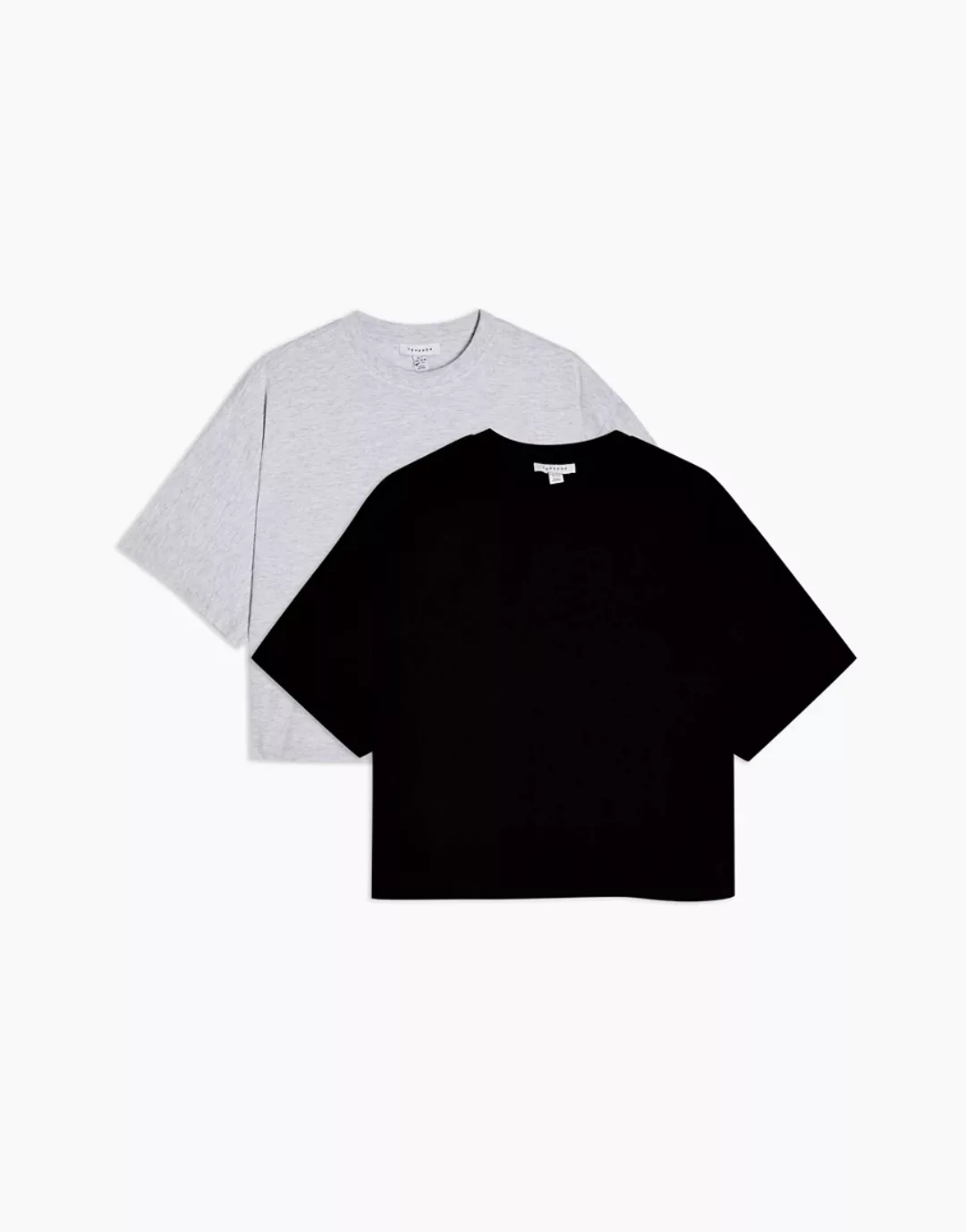 Topshop – 2er Pack kastenförmige T-Shirts in Grau und Schwarz-Braun günstig online kaufen