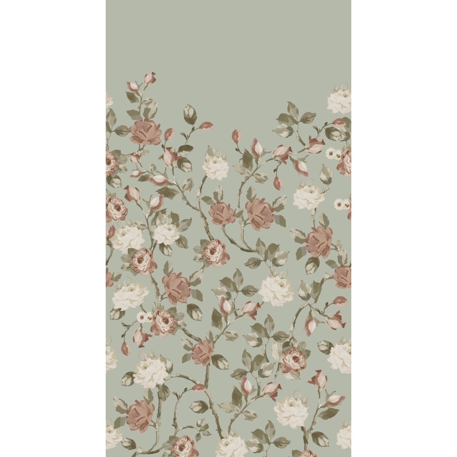 ESTAhome Fototapete Blumenmuster Mintgrün und Altrosa 150 x 279 cm 159213 günstig online kaufen