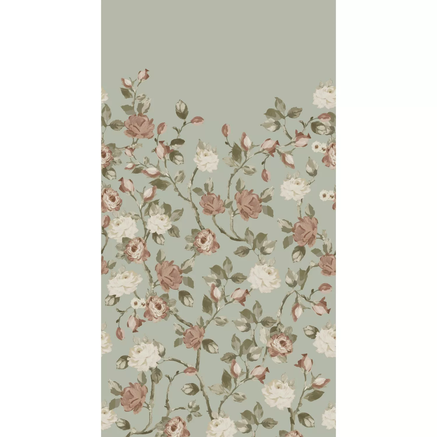 ESTAhome Fototapete Blumenmuster Mintgrün und Altrosa 150 x 279 cm 159213 günstig online kaufen