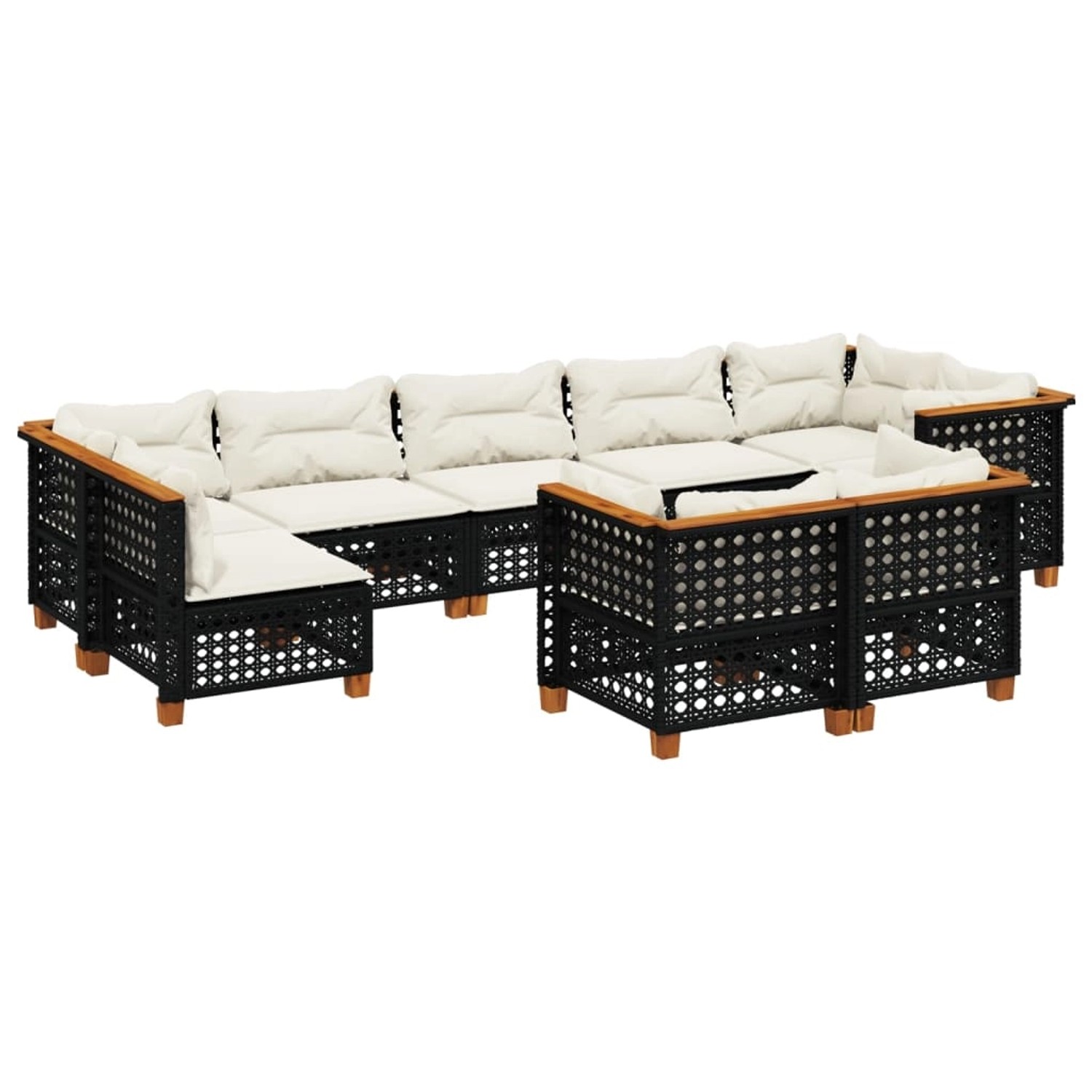 vidaXL 9-Tlg Garten-Sofagarnitur mit Kissen Schwarz Poly Rattan 3261992 günstig online kaufen