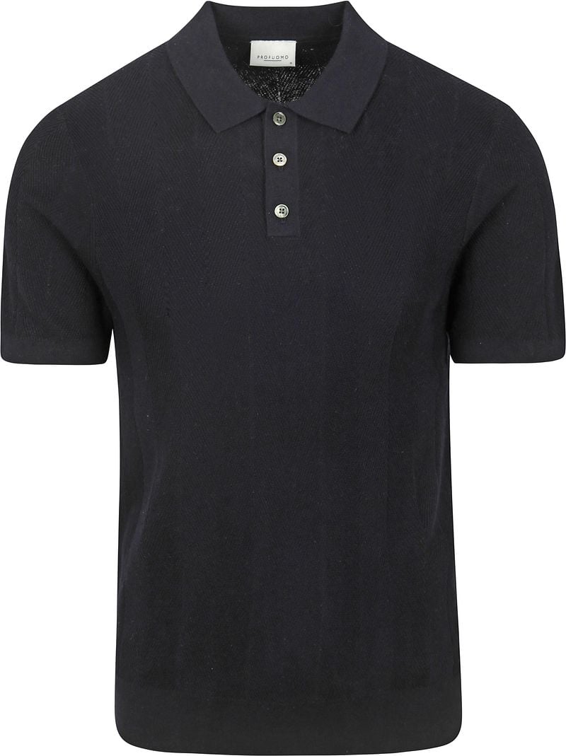 Profuomo Poloshirt Linen Blend Herringbone Navy - Größe XL günstig online kaufen