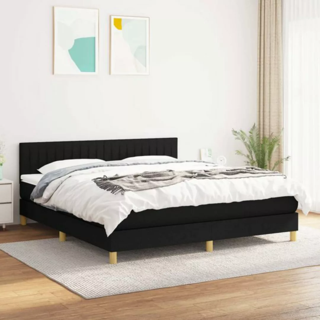 vidaXL Boxspringbett Boxspringbett mit Matratze Schwarz 180x200 cm Stoff Be günstig online kaufen