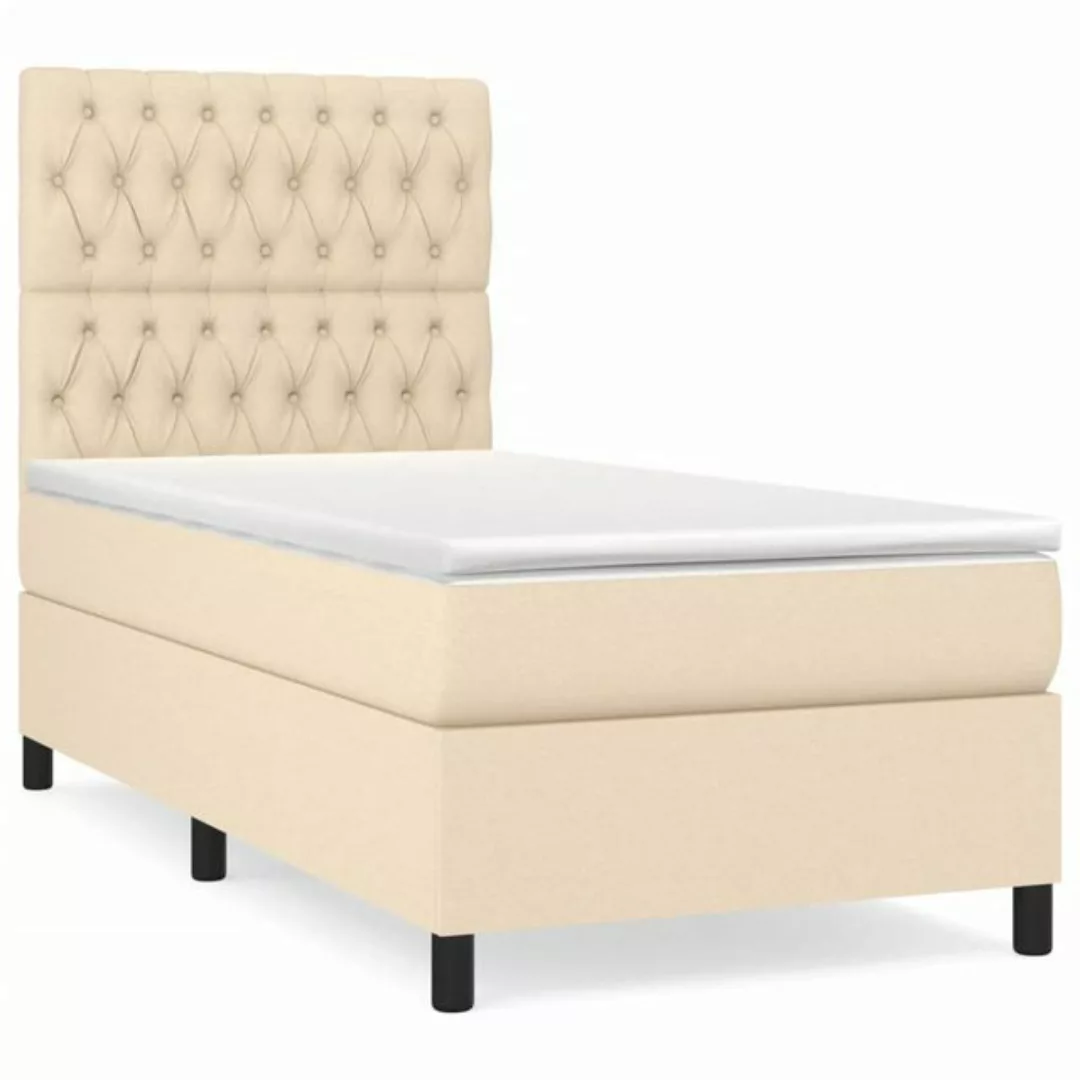 vidaXL Bettgestell Boxspringbett mit Matratze Creme 90x200 cm Stoff Bett Be günstig online kaufen