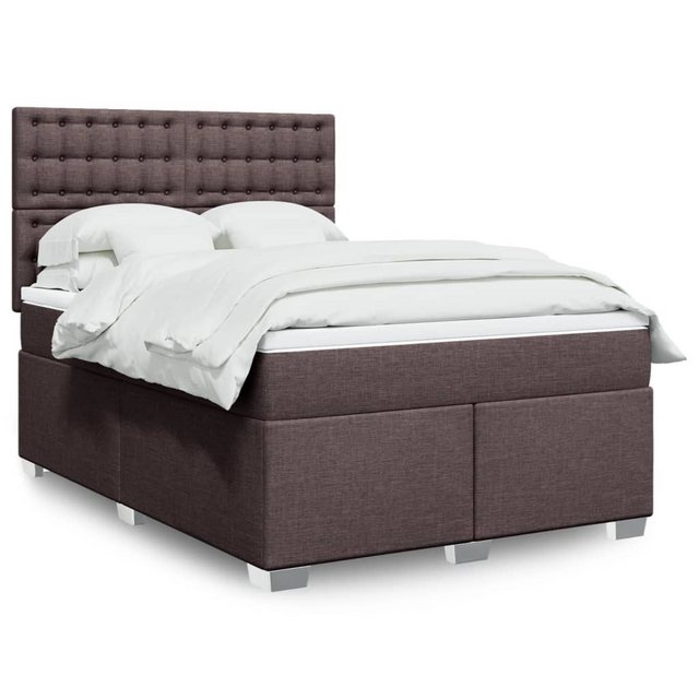 vidaXL Boxspringbett, Boxspringbett mit Matratze Dunkelbraun 140x200 cm Sto günstig online kaufen