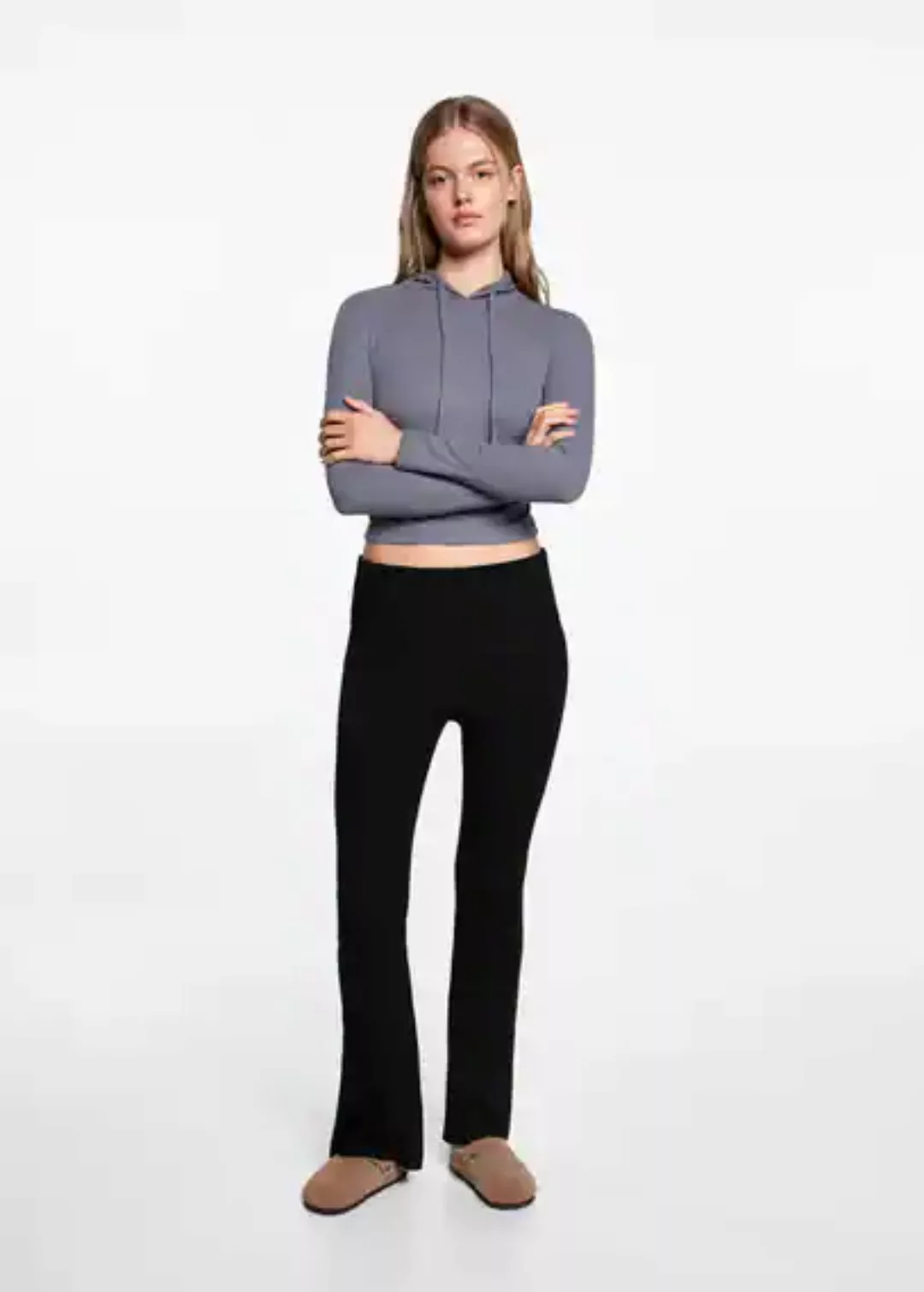 Flared-Leggings mit Rippmuster günstig online kaufen