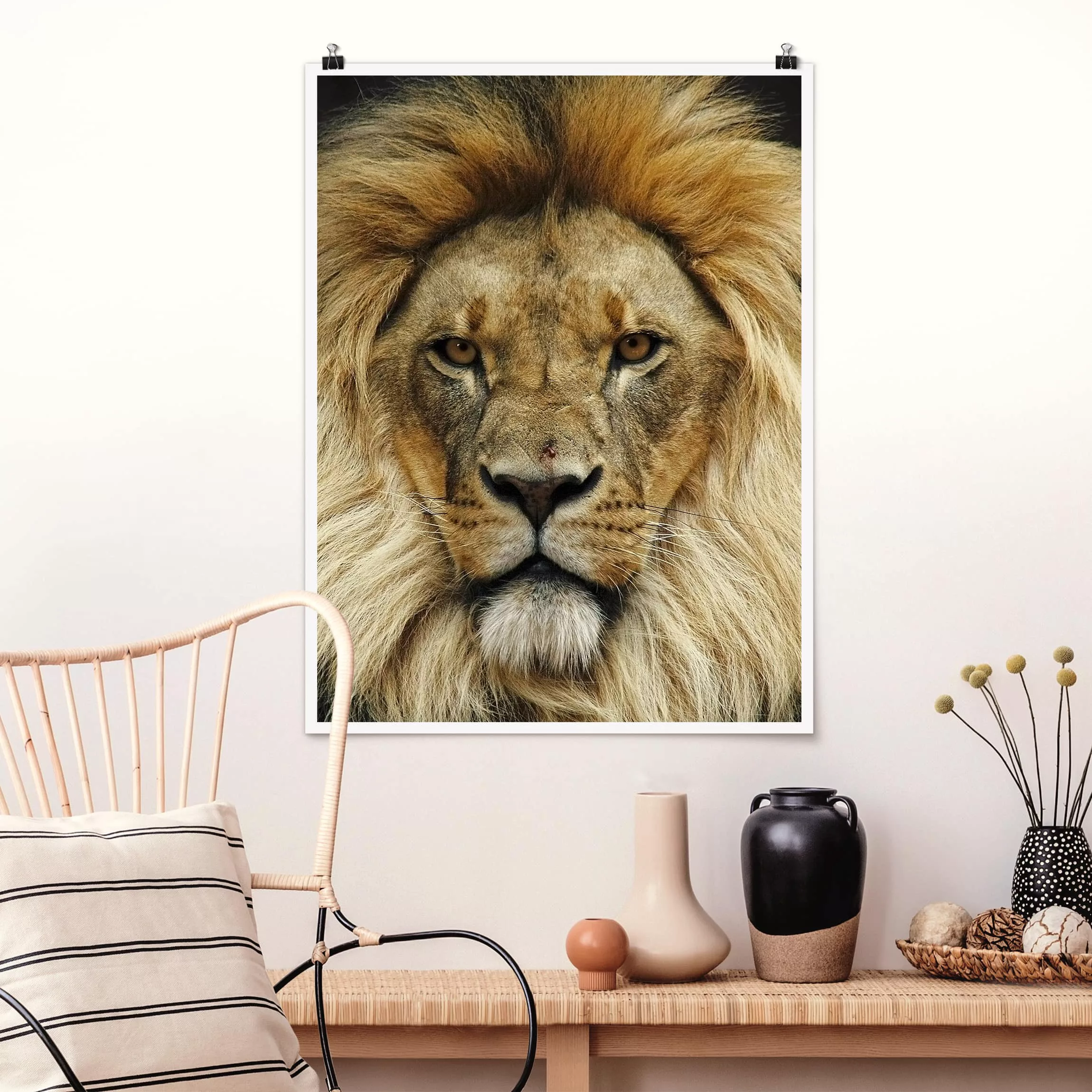 Poster Tiere - Hochformat Wisdom of Lion günstig online kaufen