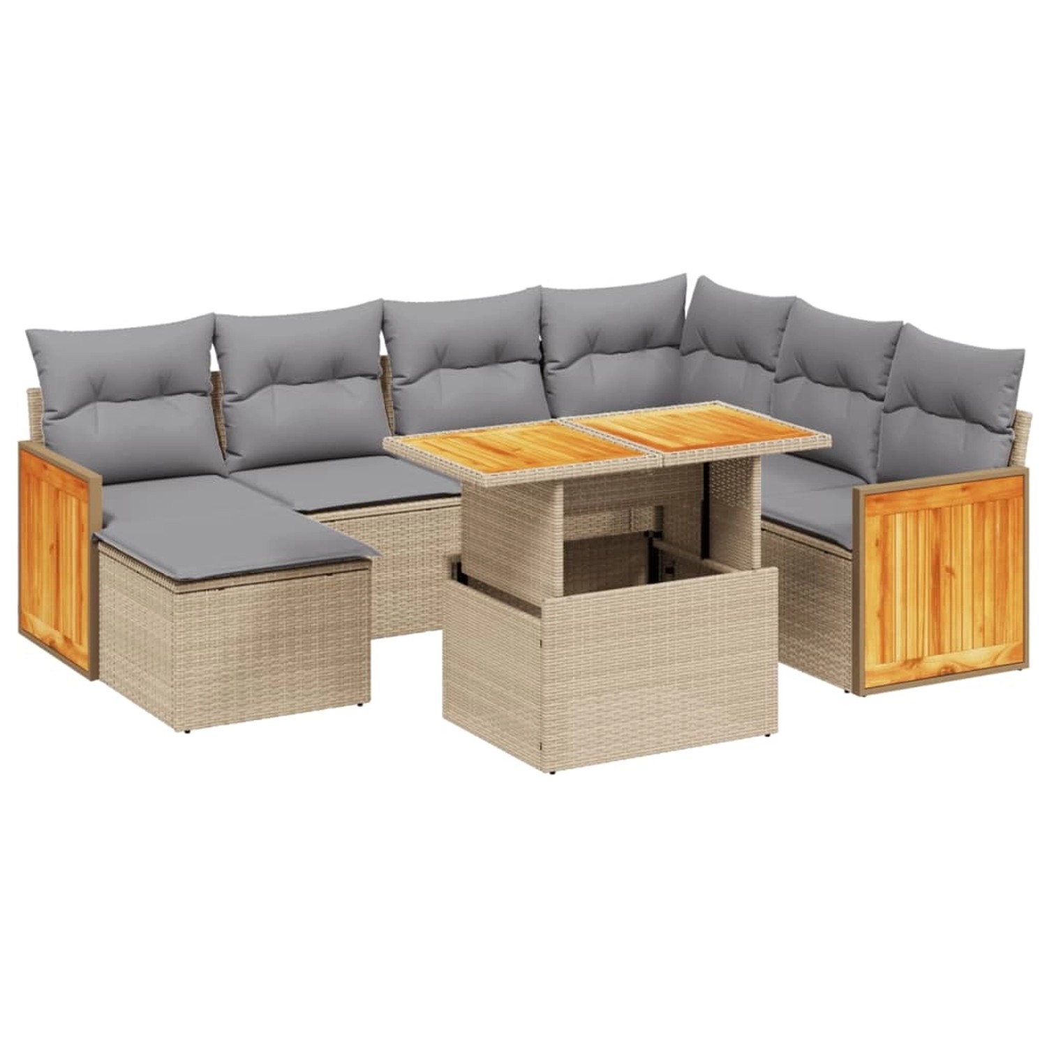 vidaXL 8-tlg Garten-Sofagarnitur mit Kissen Beige Poly Rattan Modell 346 günstig online kaufen