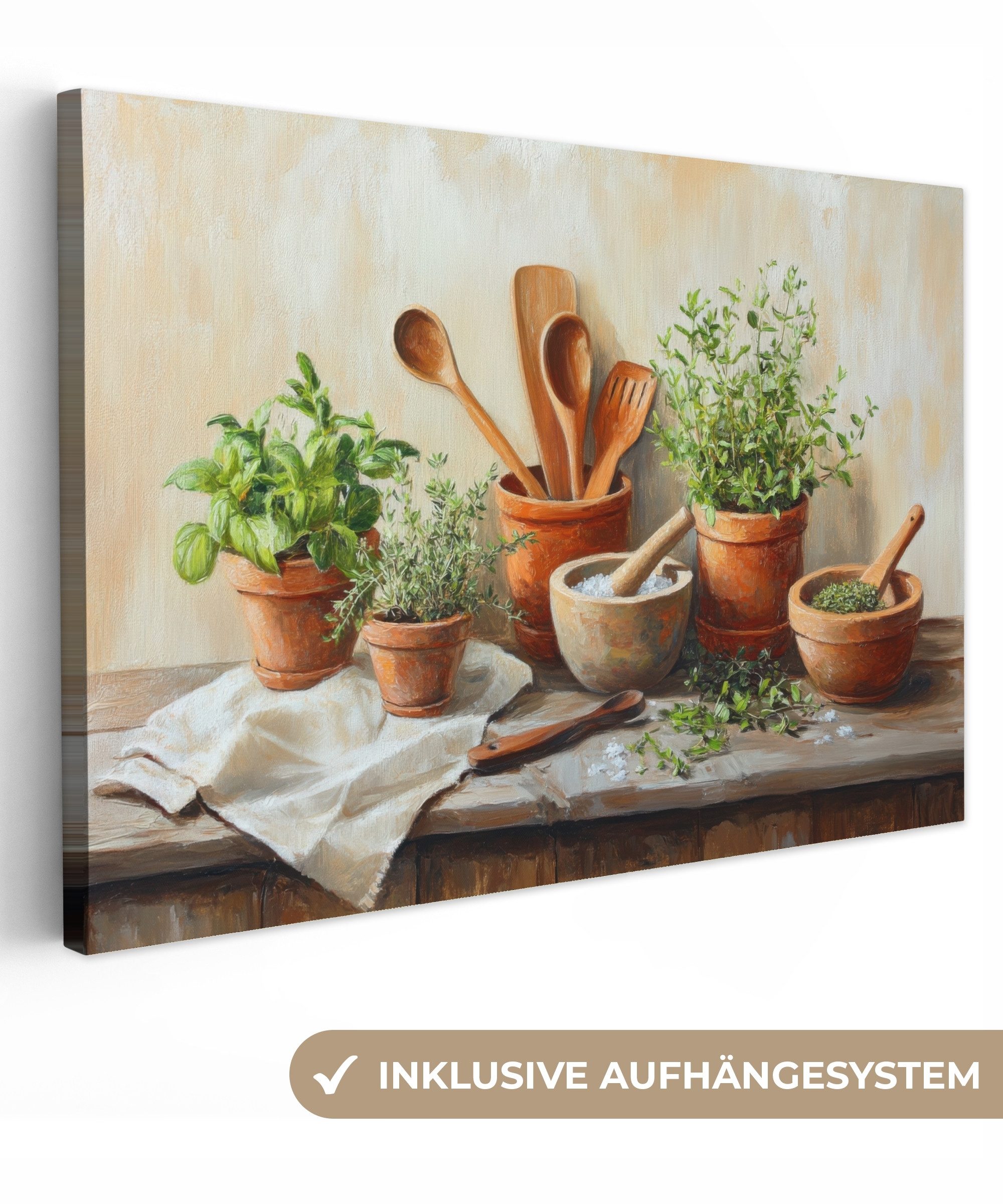 OneMillionCanvasses® Leinwandbild Töpfe - Kräuter - günstig online kaufen