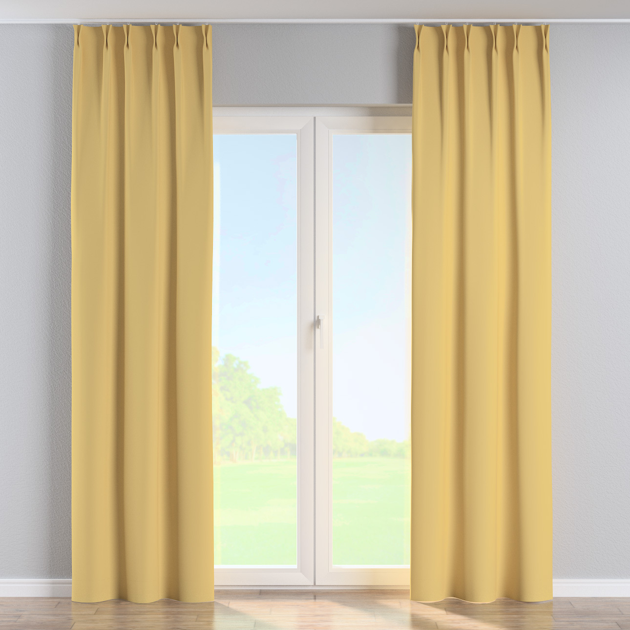 Vorhang mit flämischen 2-er Falten, gelb , Blackout (verdunkelnd) (269-12) günstig online kaufen