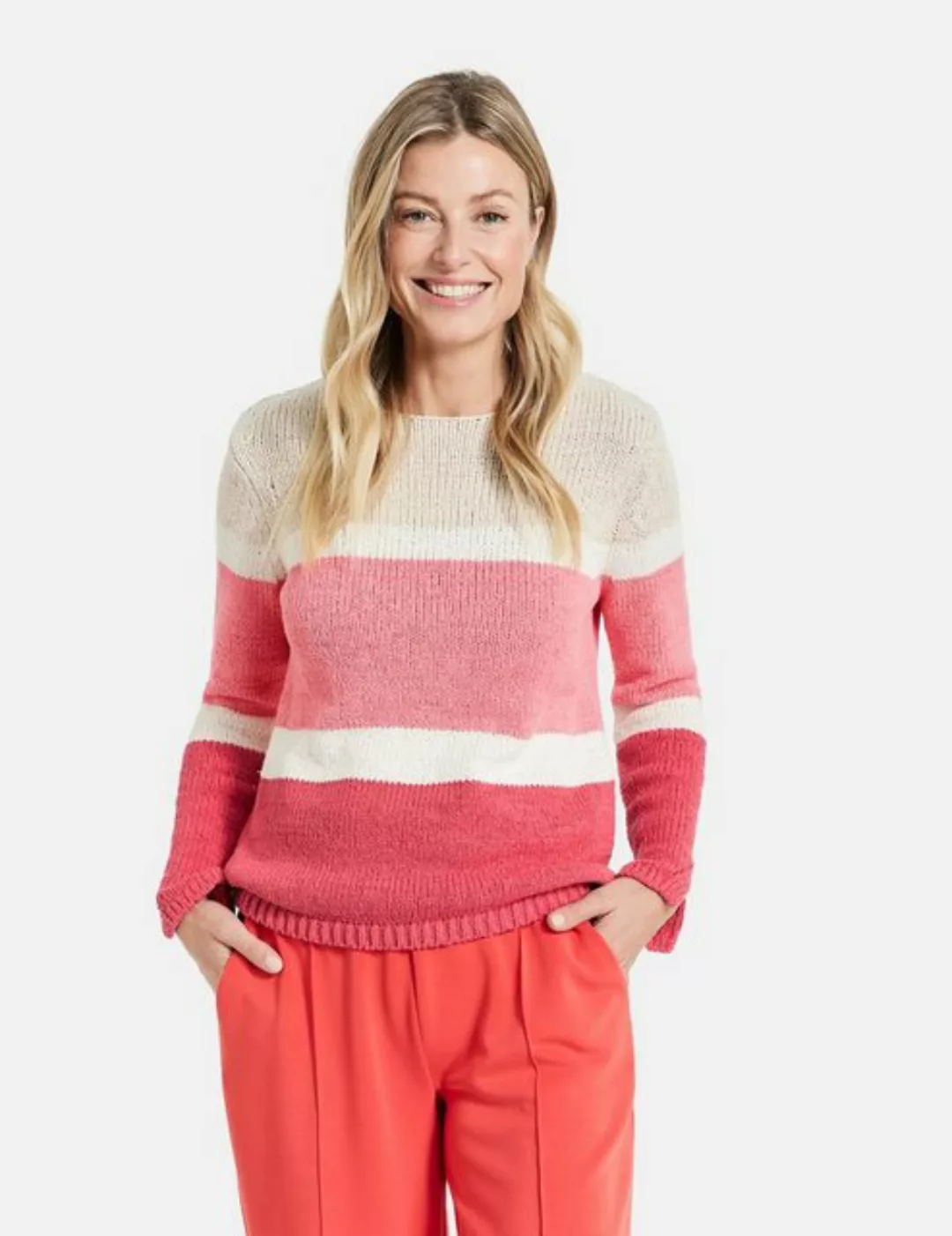 GERRY WEBER Rundhalspullover Pullover mit Struktur-Strick und Colourblockin günstig online kaufen