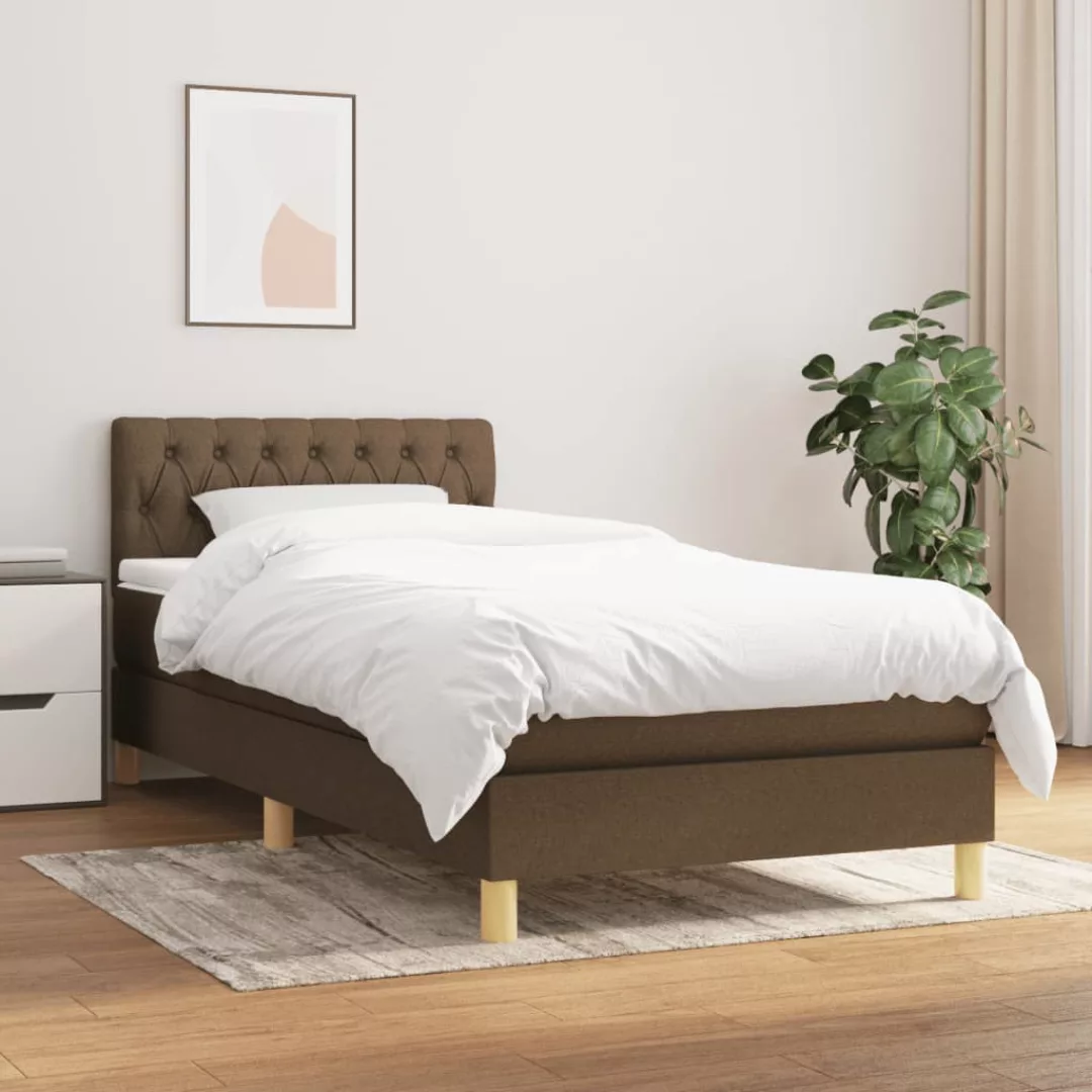 Vidaxl Boxspringbett Mit Matratze Dunkelbraun 90x200 Cm Stoff günstig online kaufen