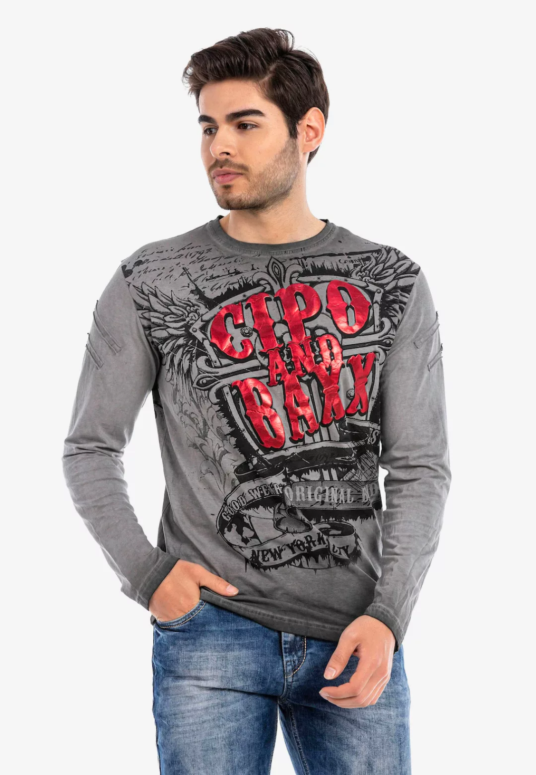 Cipo & Baxx Langarmshirt, mit großem Aufdruck günstig online kaufen