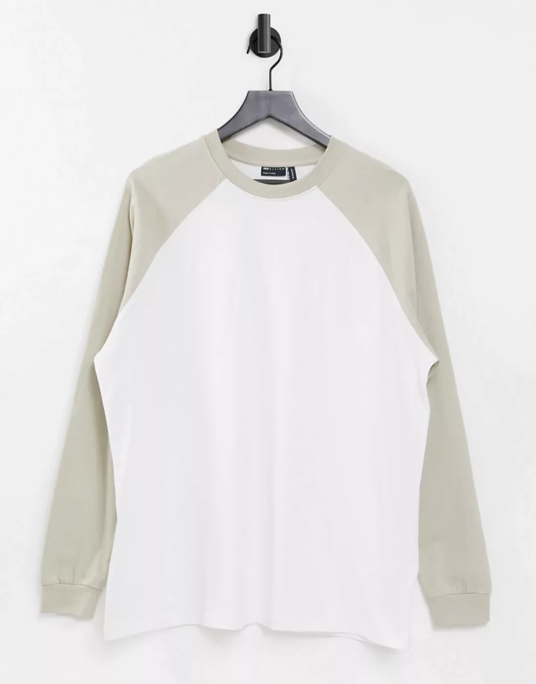 ASOS DESIGN – Langärmliges Oversize-Shirt mit kontrastierenden Raglanärmeln günstig online kaufen