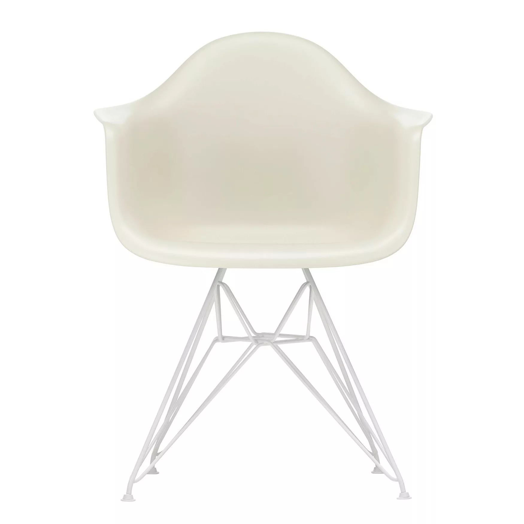 Vitra - Eames Plastic Armchair DAR Gestell weiß - kieselstein/Sitzschale Po günstig online kaufen