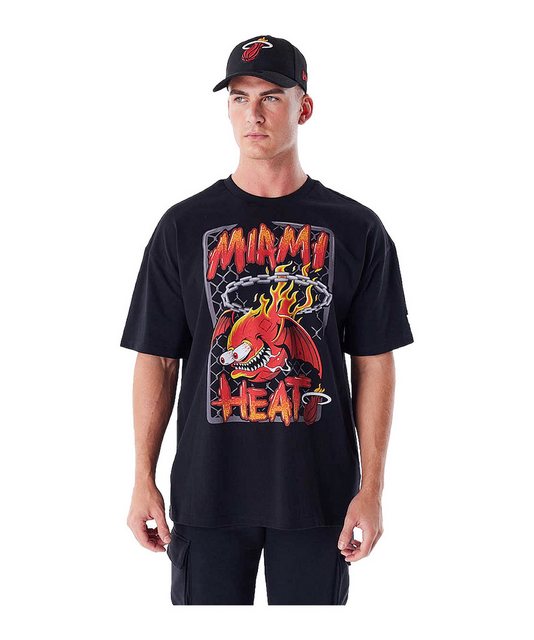 New Era T-Shirt NBA Miami Heat Graphic Oversized T-Shirt Baumwolle günstig online kaufen