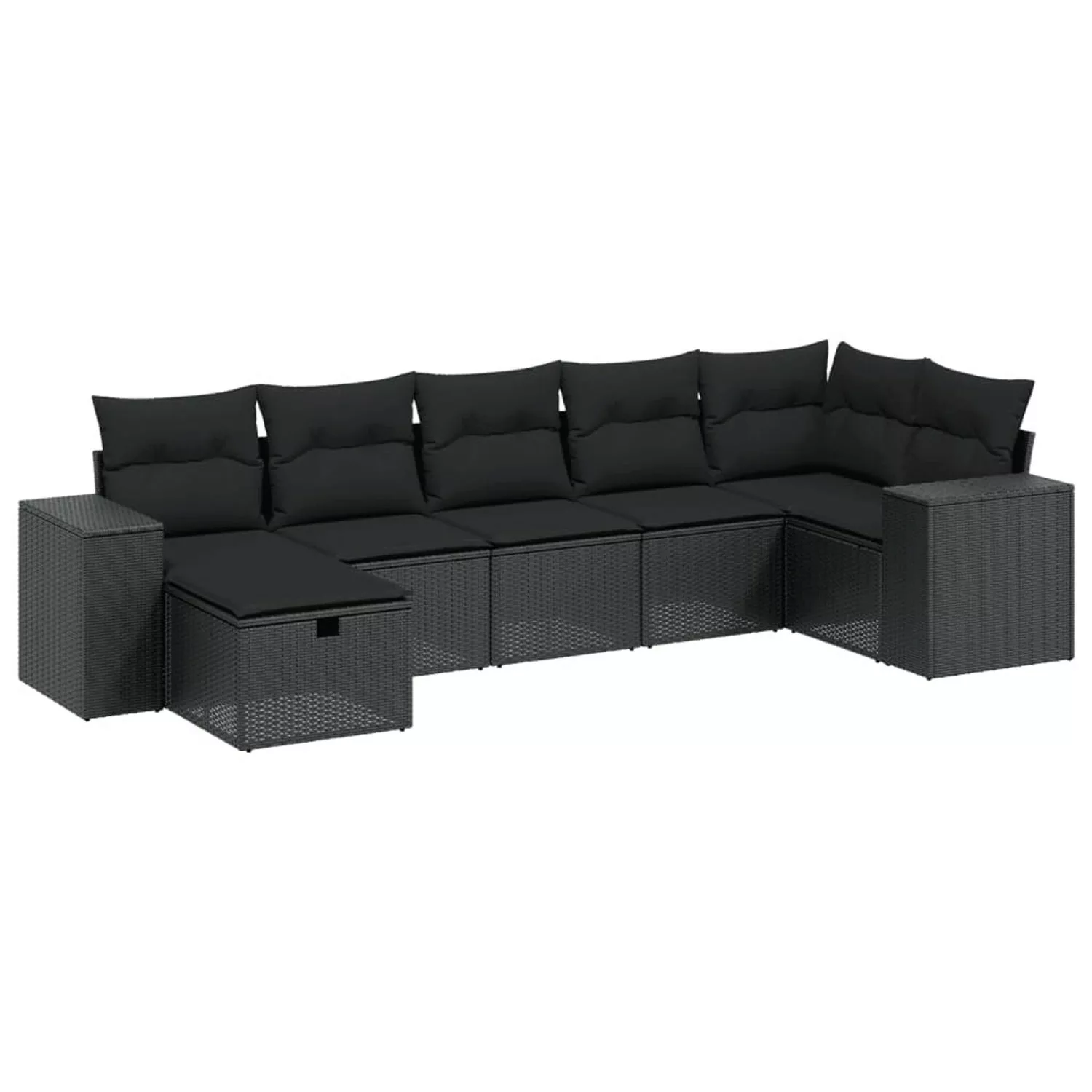 vidaXL 8-tlg Garten-Sofagarnitur mit Kissen Schwarz Poly Rattan Modell 115 günstig online kaufen