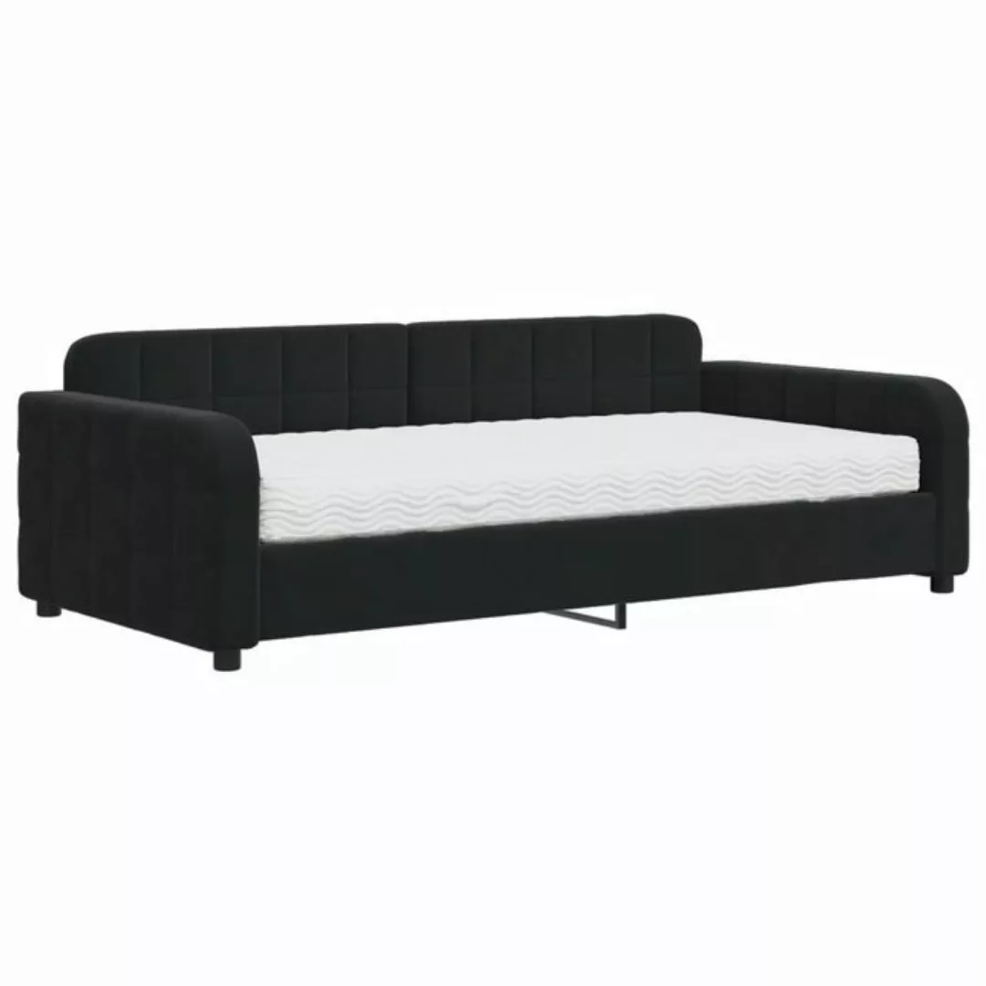 vidaXL Gästebett Gästebett Tagesbett mit Matratze Schwarz 100x200 cm Samt B günstig online kaufen