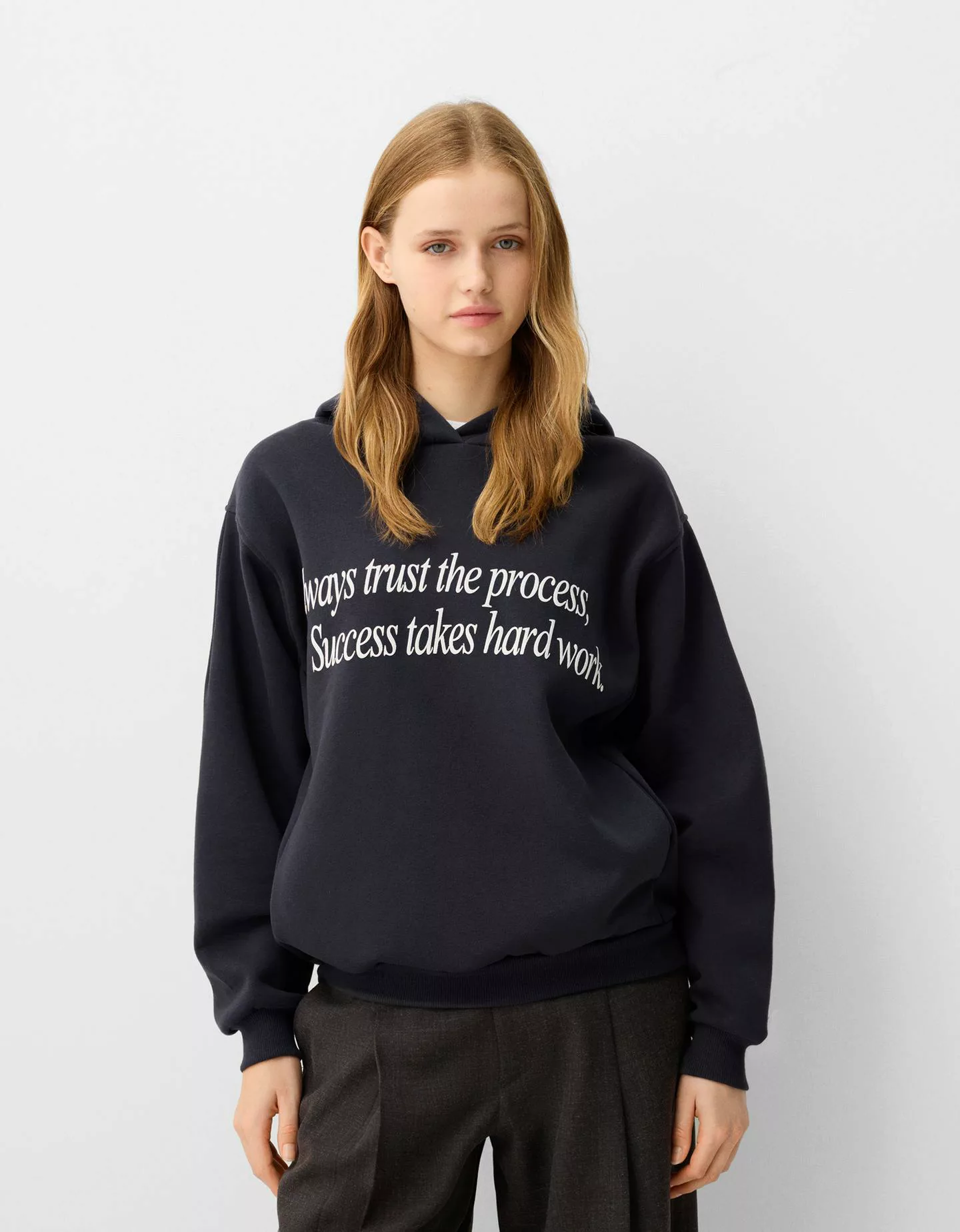 Bershka Hoodie Mit Print Damen Xs Dunkelgrau günstig online kaufen