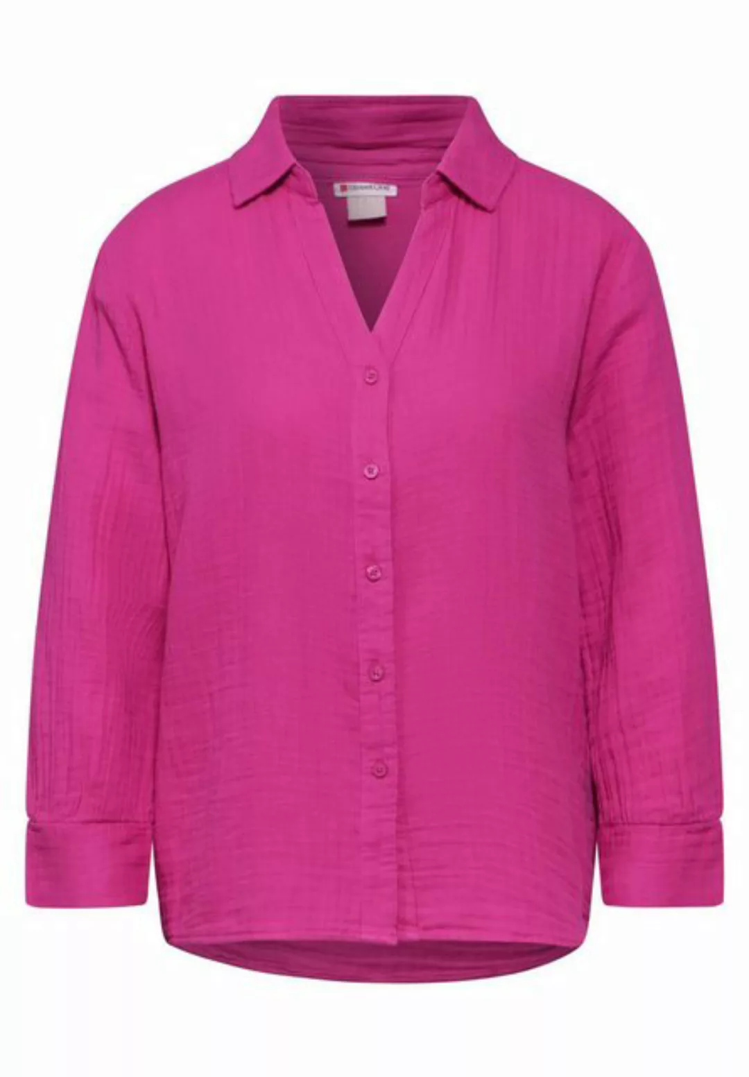 STREET ONE Blusenshirt LTD QR Muslin shirtcollar blou, royal fuchsia günstig online kaufen