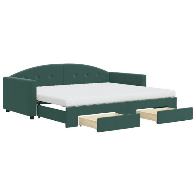 vidaXL Bett Tagesbett Ausziehbar mit Schubladen Dunkelgrün 90x200 cm Samt günstig online kaufen