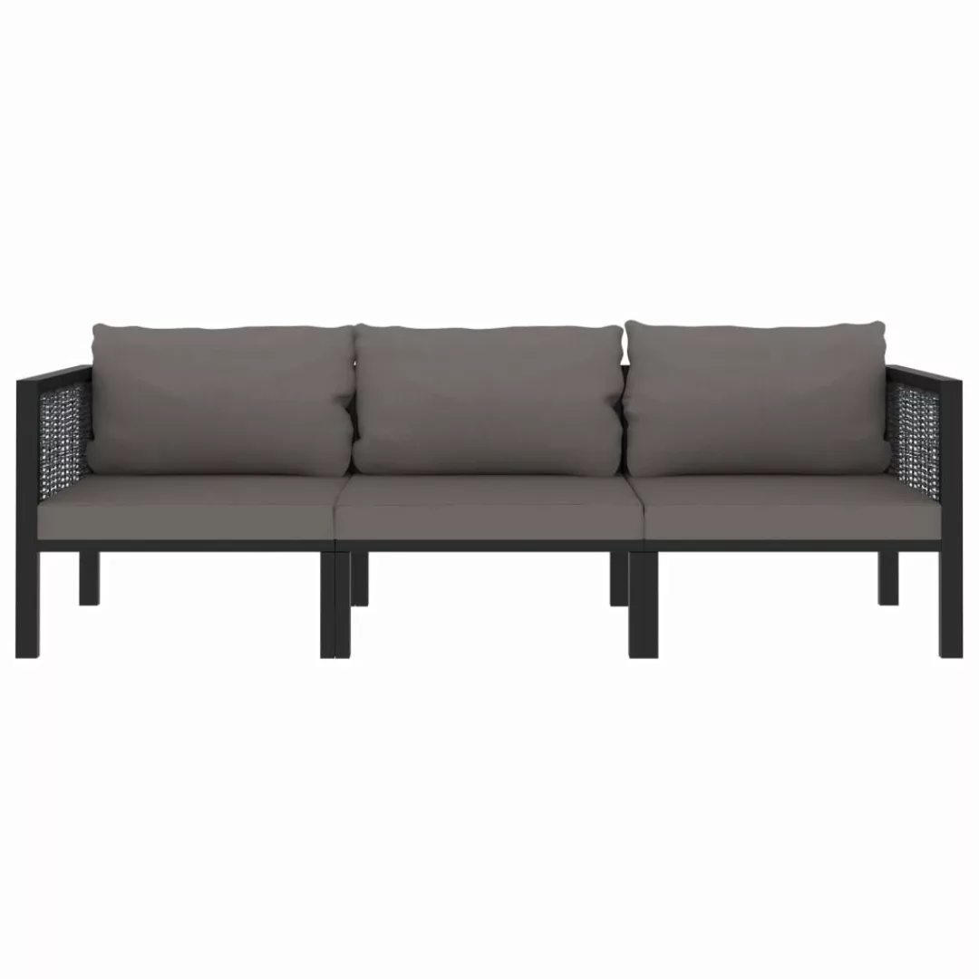 3-sitzer-sofa Mit Auflage Anthrazit Poly Rattan günstig online kaufen