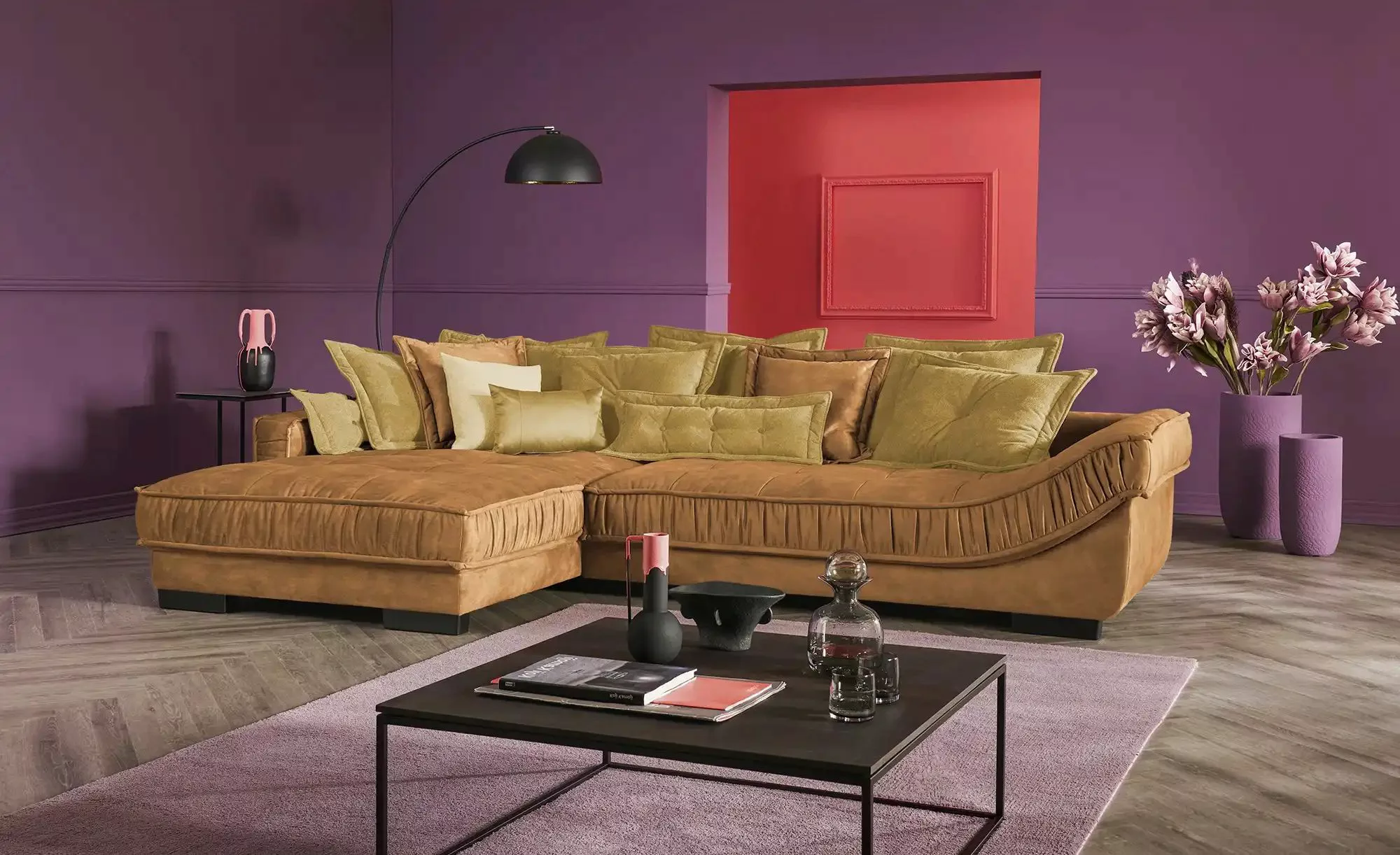 pop Ecksofa Zweifarbig Diwan III ¦ orange ¦ Maße (cm): B: 333 H: 90 T: 202. günstig online kaufen