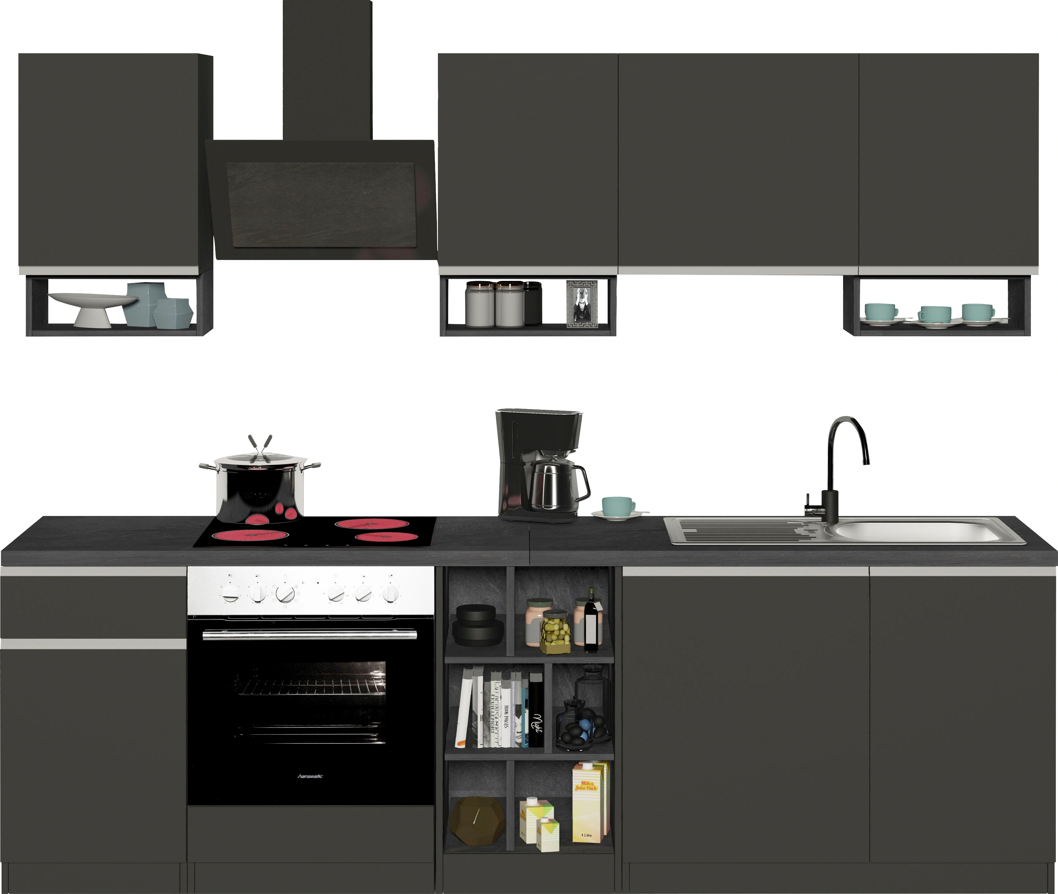 Kochstation Küchenzeile "KS-Sole", Breite 256 cm, mit Geschirr-Abtropfschra günstig online kaufen