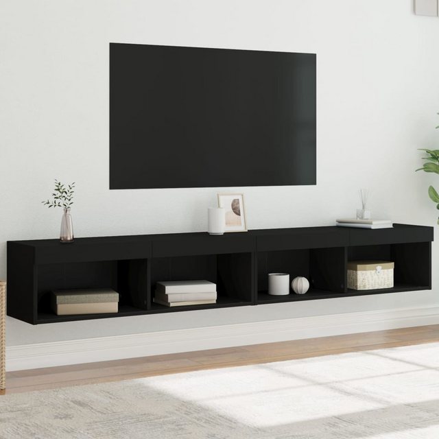 vidaXL TV-Schrank TV-Schränke mit LED-Leuchten 2 Stk Schwarz 100x30x30 cm günstig online kaufen