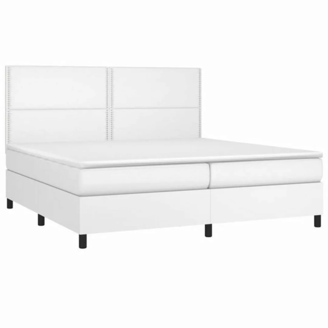 vidaXL Bett Boxspringbett mit Matratze & LED Weiß 200x200 cm Kunstleder günstig online kaufen