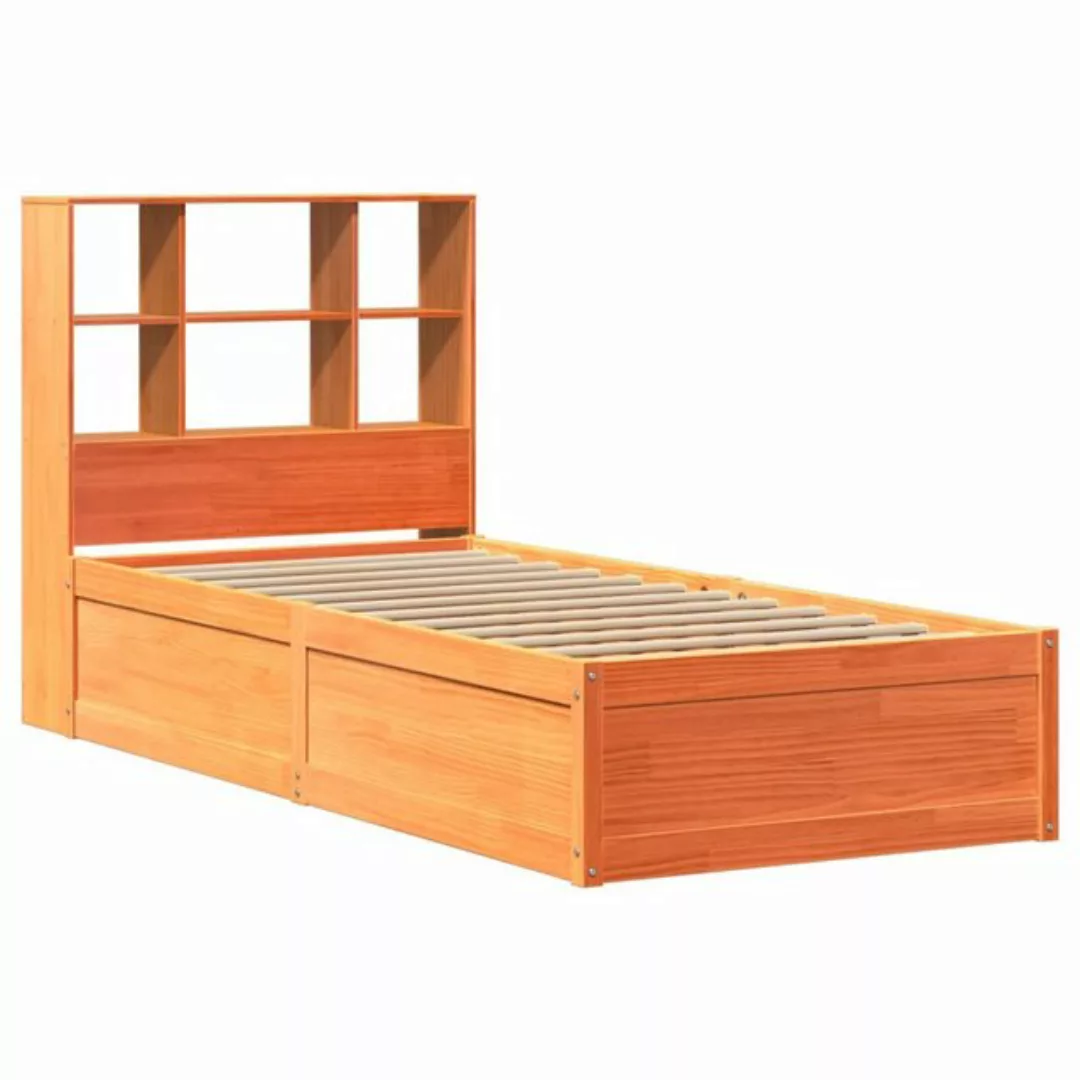 vidaXL Bett Massivholzbett ohne Matratze Wachsbraun 90x200 Kiefernholz günstig online kaufen